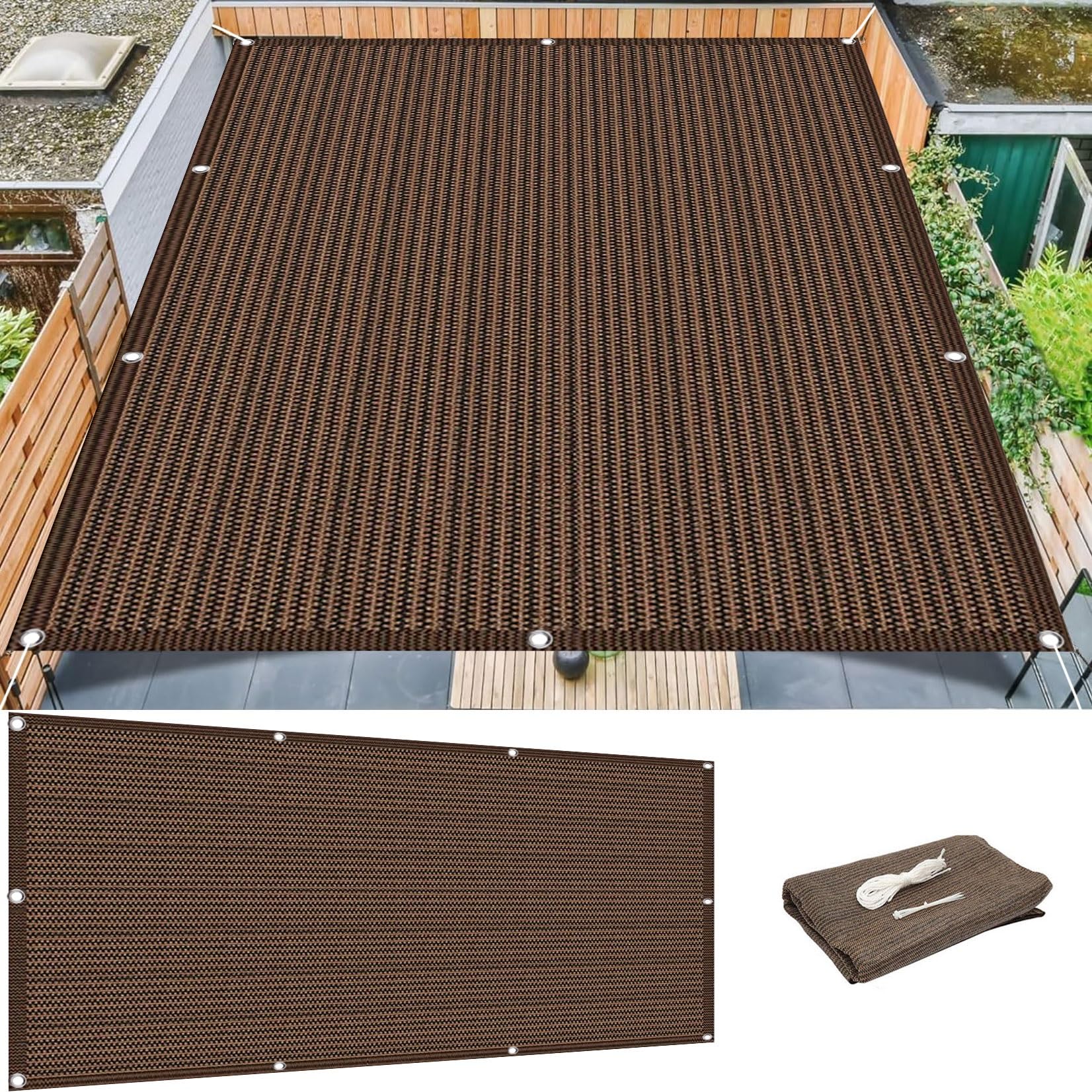 Voile d'ombrage respirant marron 1,9x5,5 m pour pergola