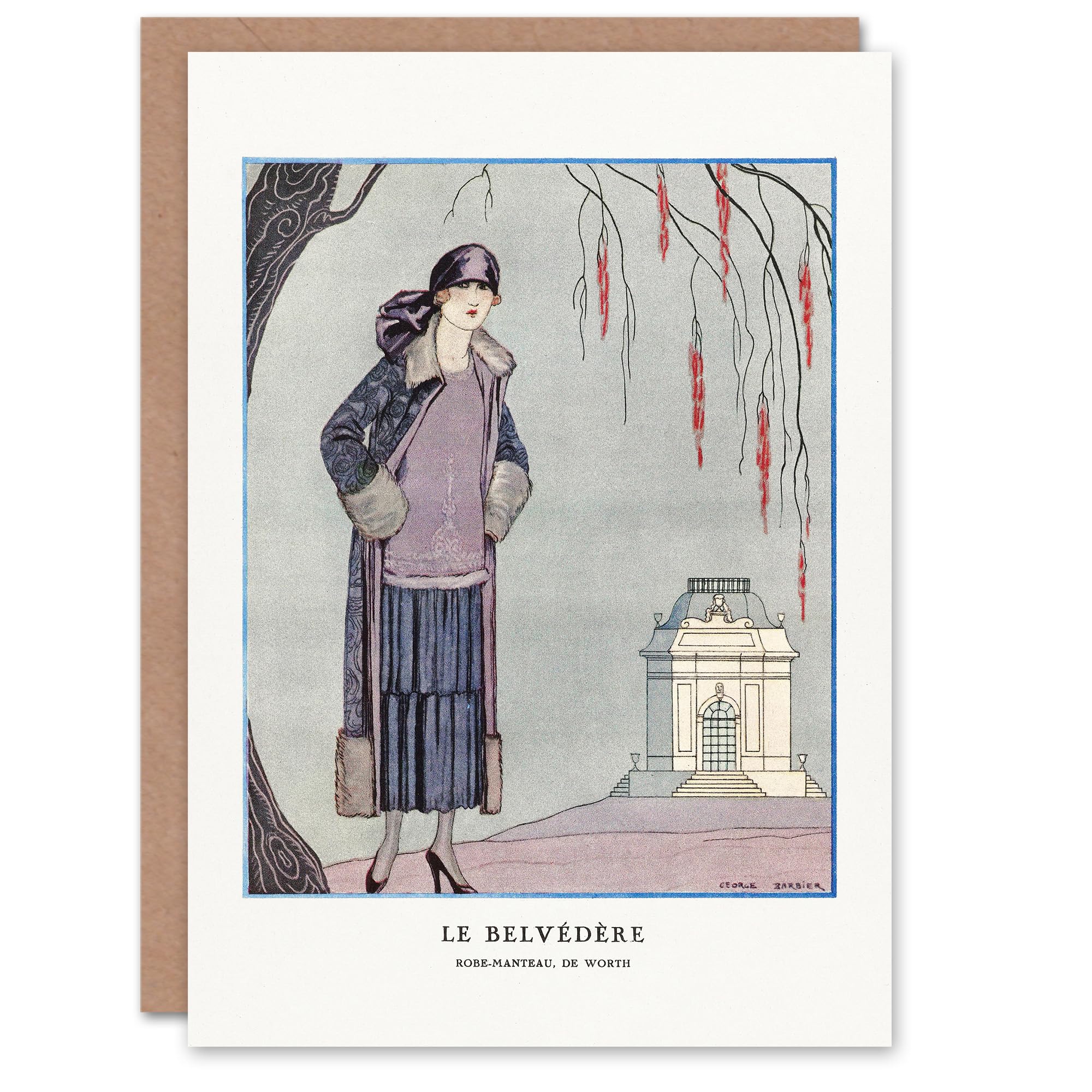 Artery8 George Barbier Art Card The Belvedere Vintage Worth Coat Fashion