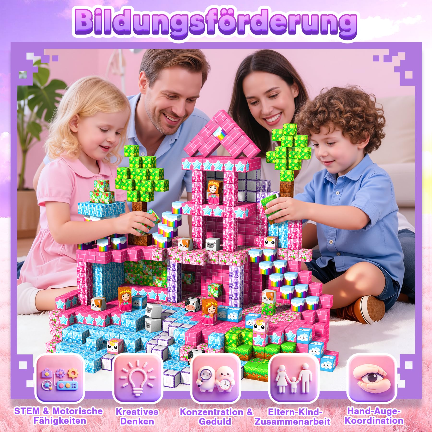 Magnetische Bausteine - 165 Teile Mine Magnetbausteine Spielzeug ab 3 Jahre mädchen, Magnetische Bauwelt Ostergeschenke and Halloween Spielzeug Magnetblöcke für Kinder ab 3 4 5 6 7 8 9 Jahre