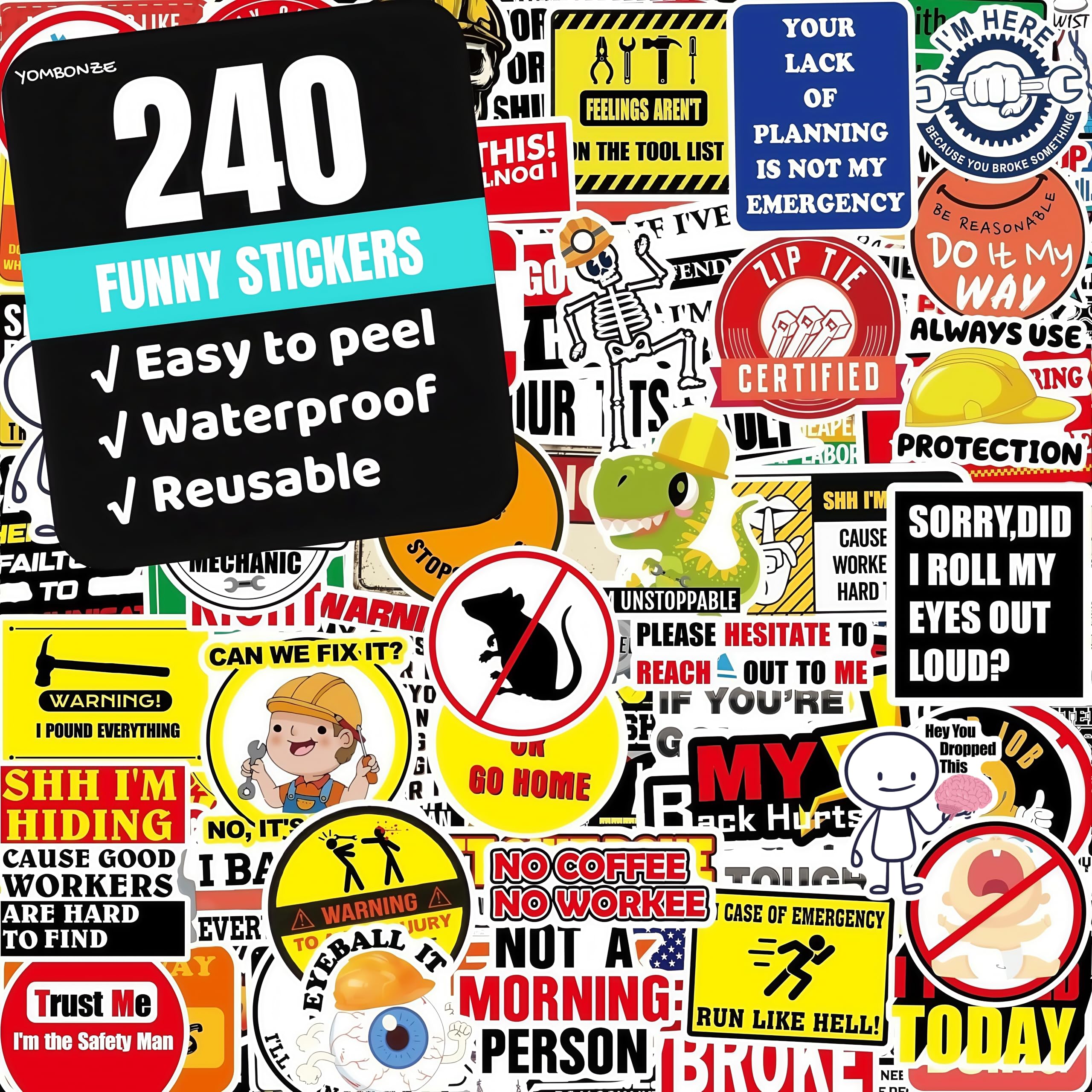 240 PCS Hard Hat Stickers for Adults,Funny Blue Collar Stickers Gifts