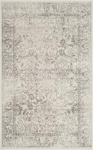 SAFAVIEH Adirondack Collection ADRW109B - Alfombra redonda de 6 x 6 pies color gris y negro no desprende pelusa para comedor entrada vestíbulo sala