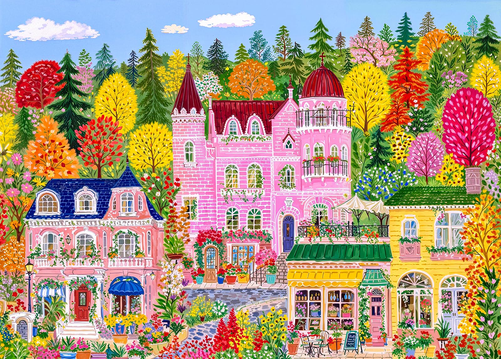 Autumn City Jigsaw Puzzles for Adults 1000 Jigsaws Colorful FLowers Trees Buildings 1000 Piece Jigsaw Puzzles for Adults โ image 1