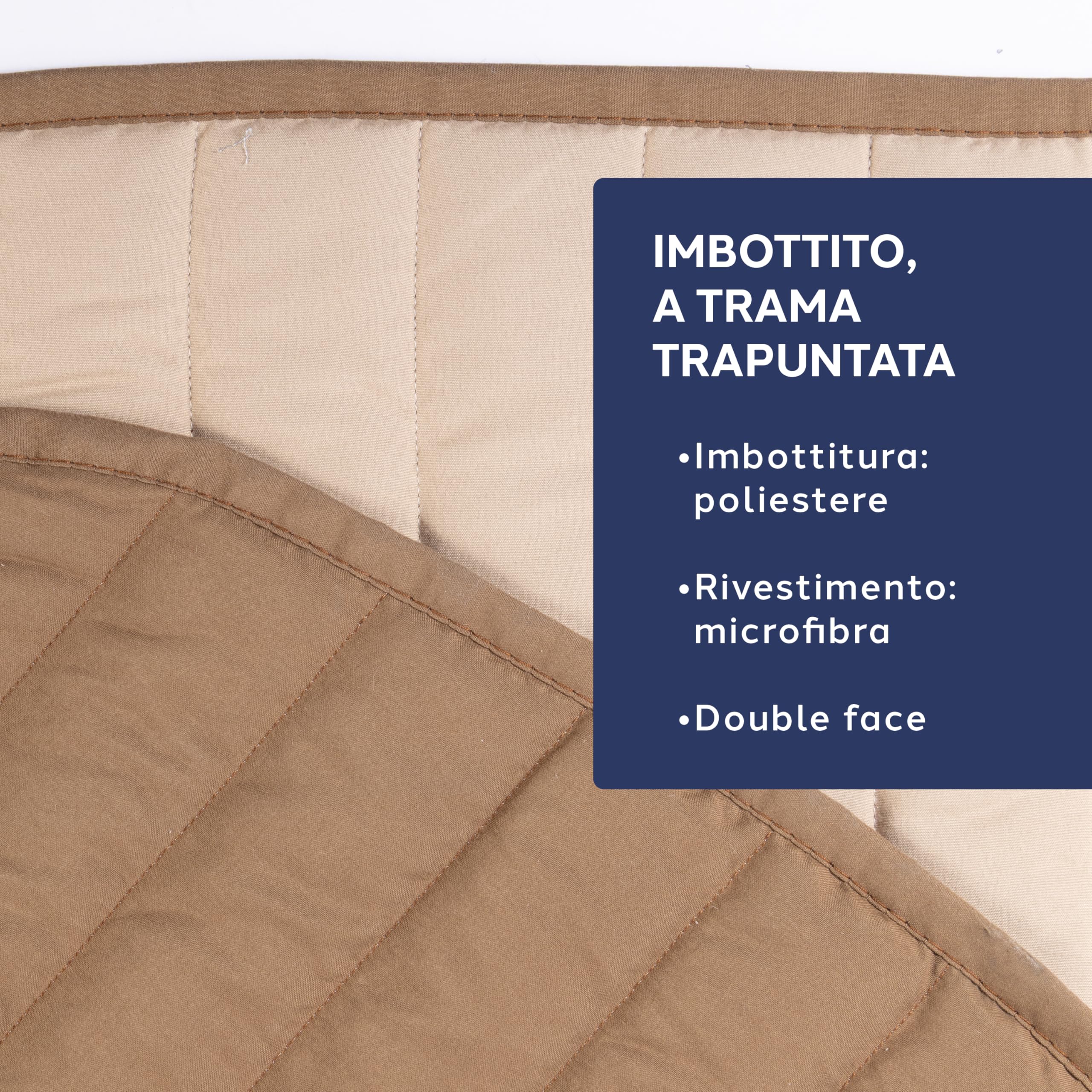 Caleffi Telo Copridivano 2 Posti con Braccioli, Trapuntato, Microfibra | morbido, leggero, imbottito, salva divano, copritutto per arredo, tinta unita, lavabile in lavatrice