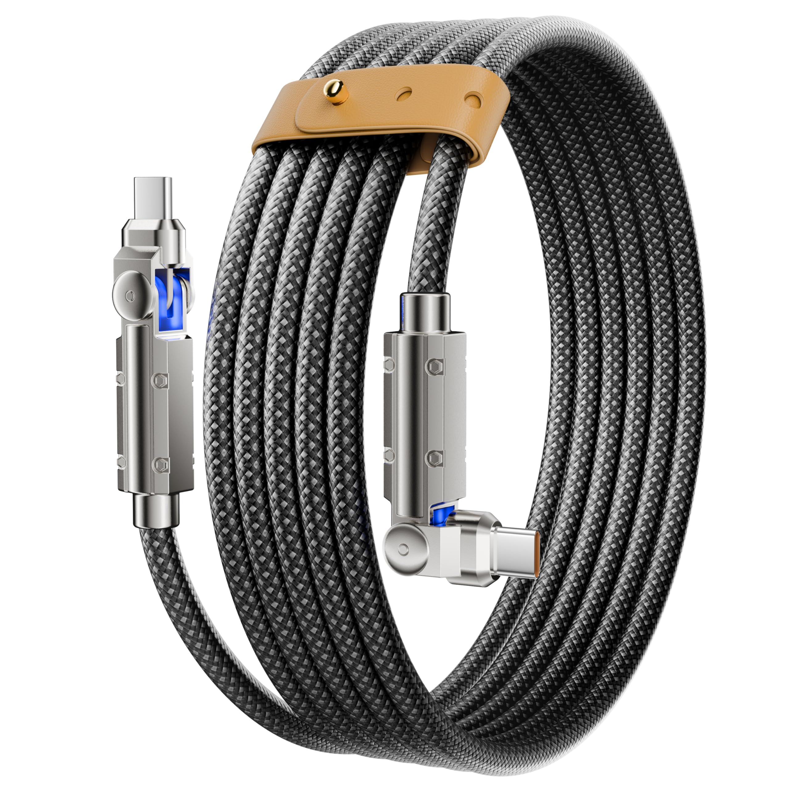 Cable USB C mejorado de 60 W de 10 pies, rotación de 180°, cable de carga rápida USB C a USB C, cable de carga trenzado de nailon tipo C para iPhone 17/16/15, MacBook, iPad, Samsung