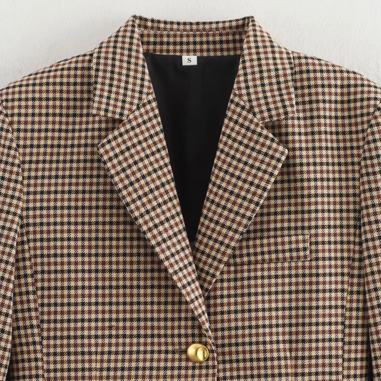 Generisch Elegante entallado con cinturón Chaqueta cómoda versátil para ocasiones casuales (caqui, M)