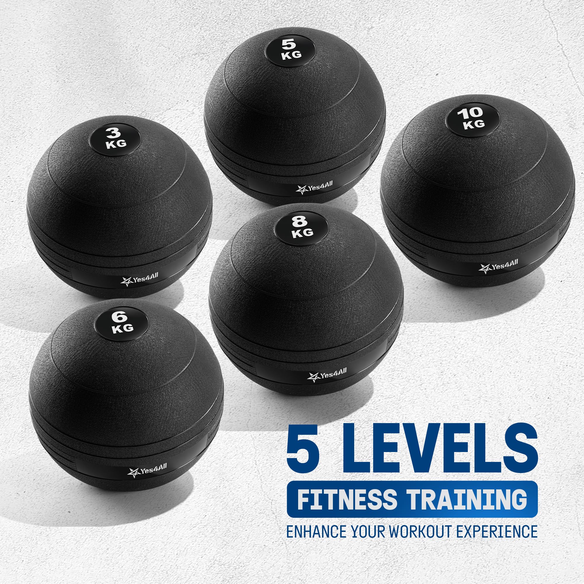 Yes4All Slam Ball - Smooth - KGs - 6KG, Schwarz