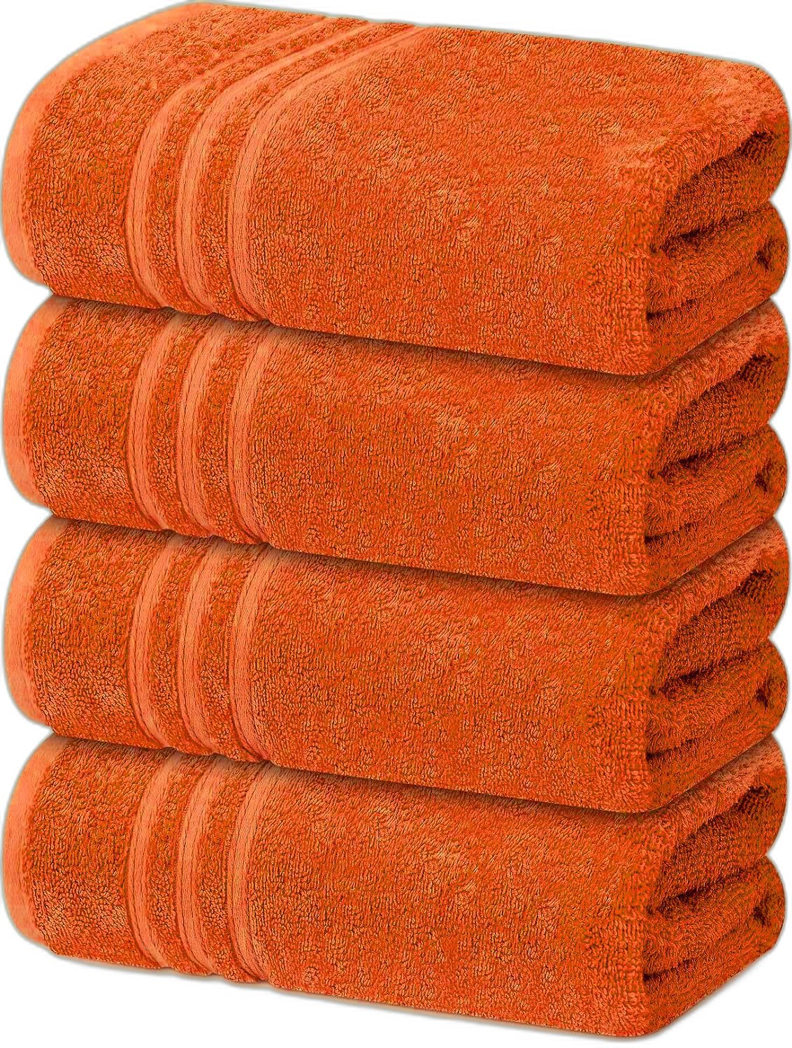 Textile Do Orange 4 X Large Bath Towels 100% Egyptian Cotton High Absorbent 500 Gsm Hotel Quality Jumbo Bath Towel Set (4, )