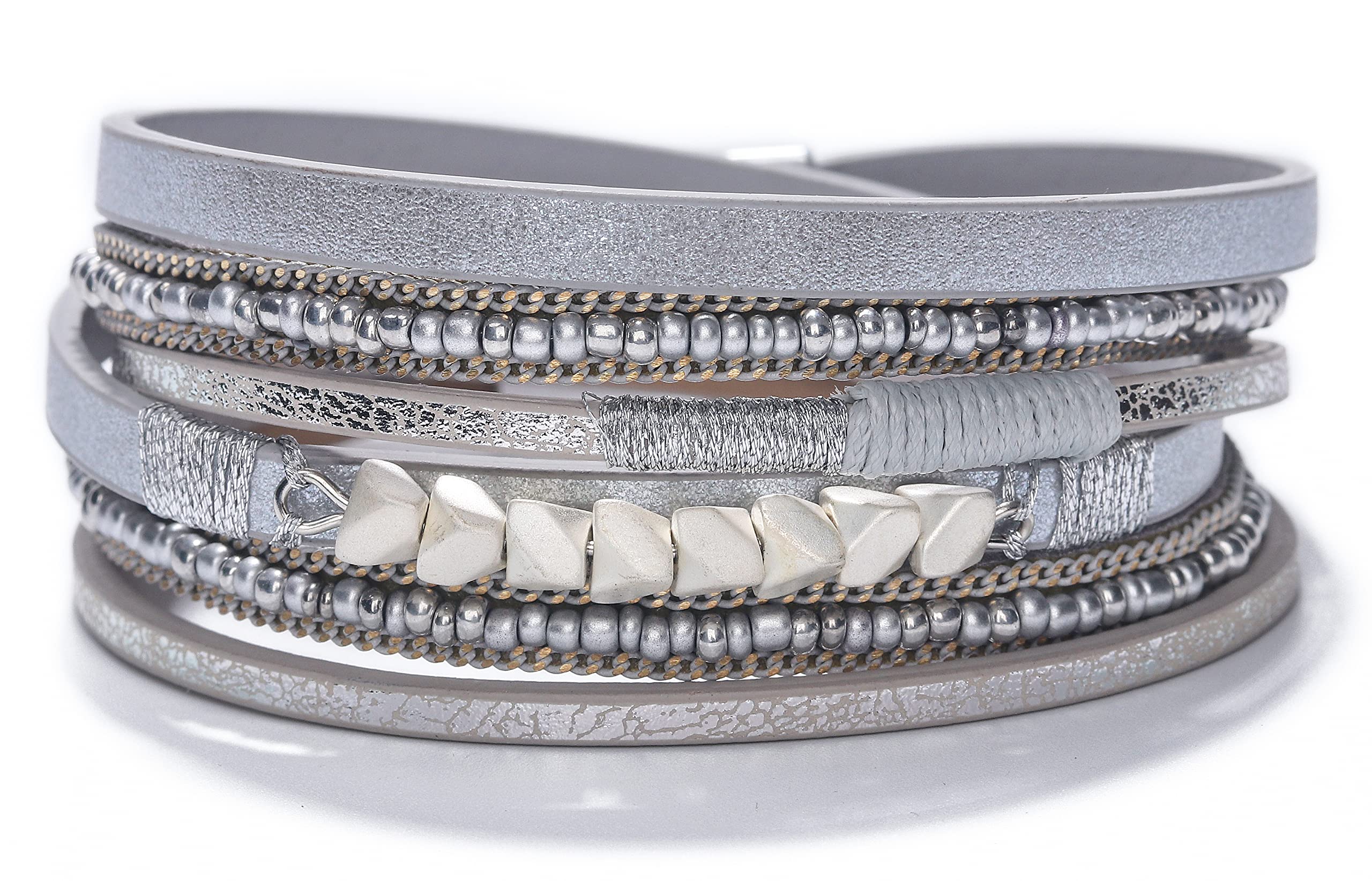 Fesciory Leather Wrap Bracelets for Women, Boho Western Layered Jewelry