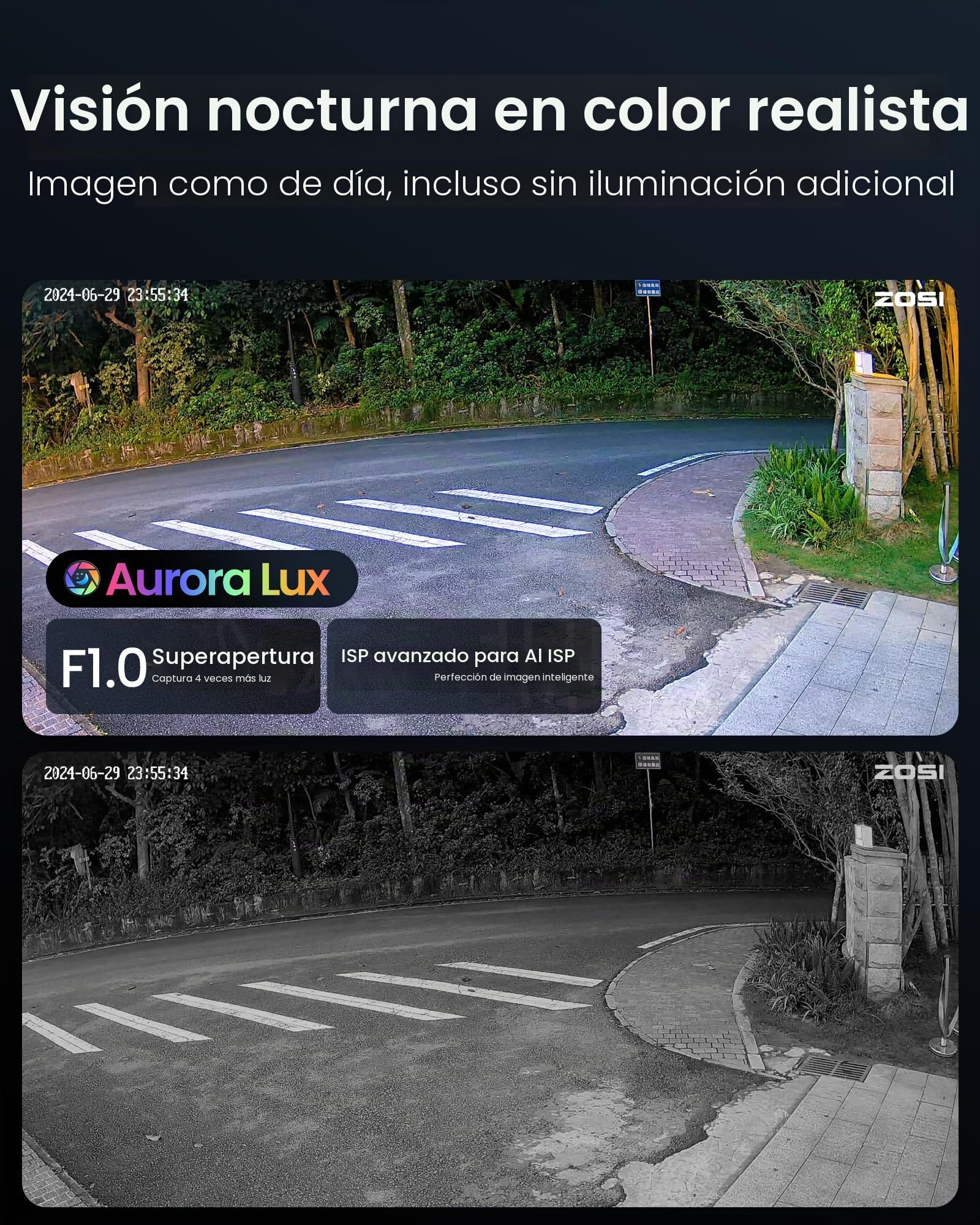 ZOSI Kit Cámaras de Vigilancia WiFi 4pcs 5MP Cámara Seguridad Exterior/Interior con 4K 8CH CCTV Grabador NVR y 1TB Disco Duro, Visión Nocturna Color, Detección de Persona y Vehículo, Grabación 24/7