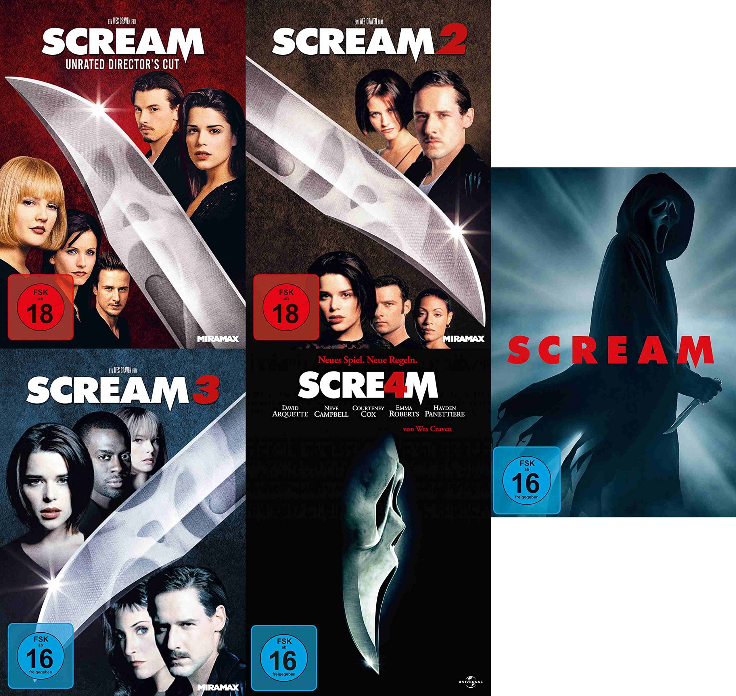 Scream - Teil 1-5 inkl. Scream 2022 (Uncut) im Set (5 DVDs
