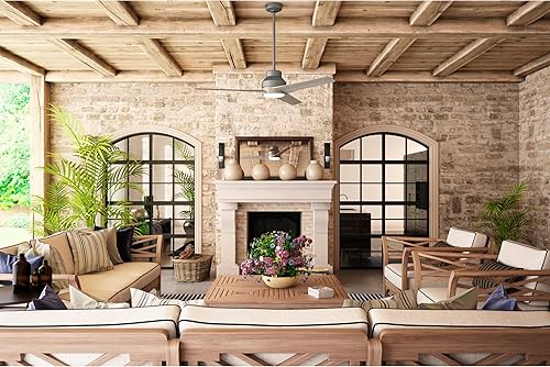 Miniatura 5 de HUNTER 50008 Ventilador de techo para interiores y exteriores con luz LED y mando a distancia, 60 pulgadas, color plateado