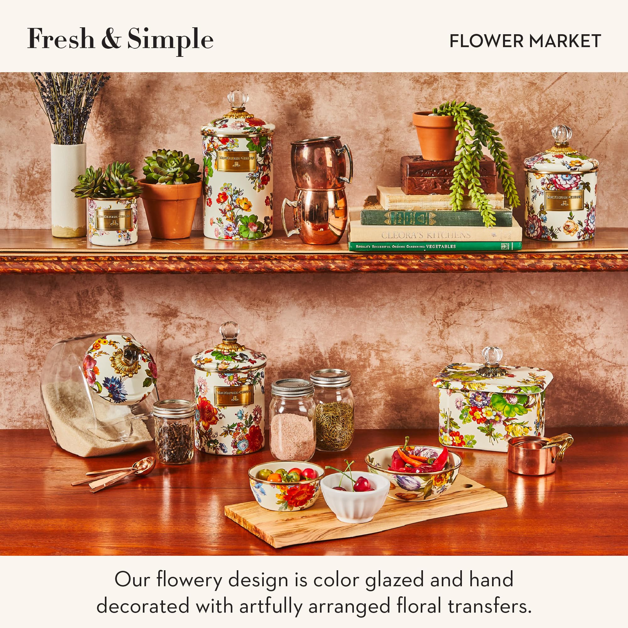 Amazon.com: MACKENZIE-CHILDS Enamel Canister Set, Mini (14 oz