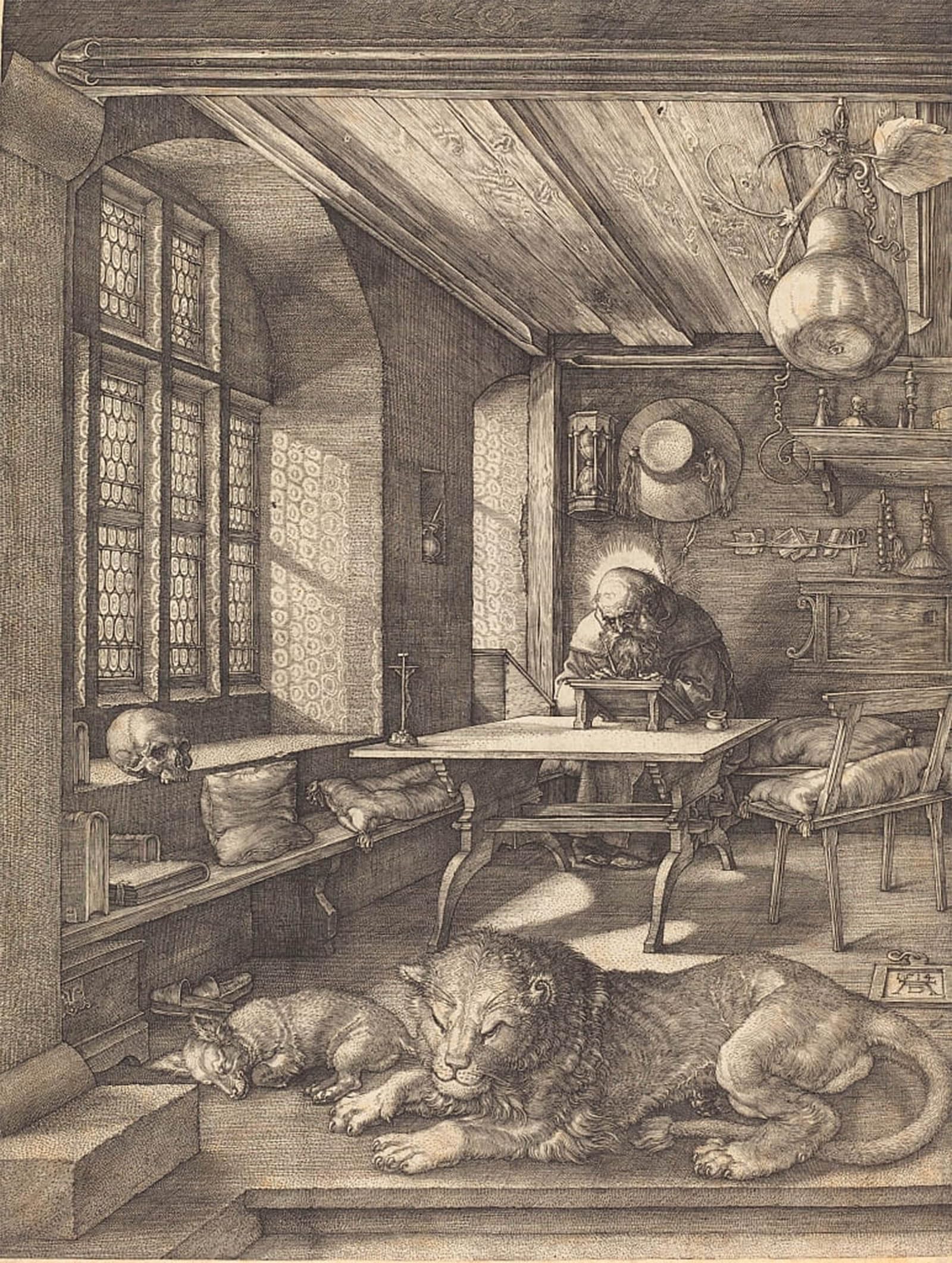 Cuadro Santo nel suo studio de Albrecht Dürer para transformar paredes vacías de salones 5