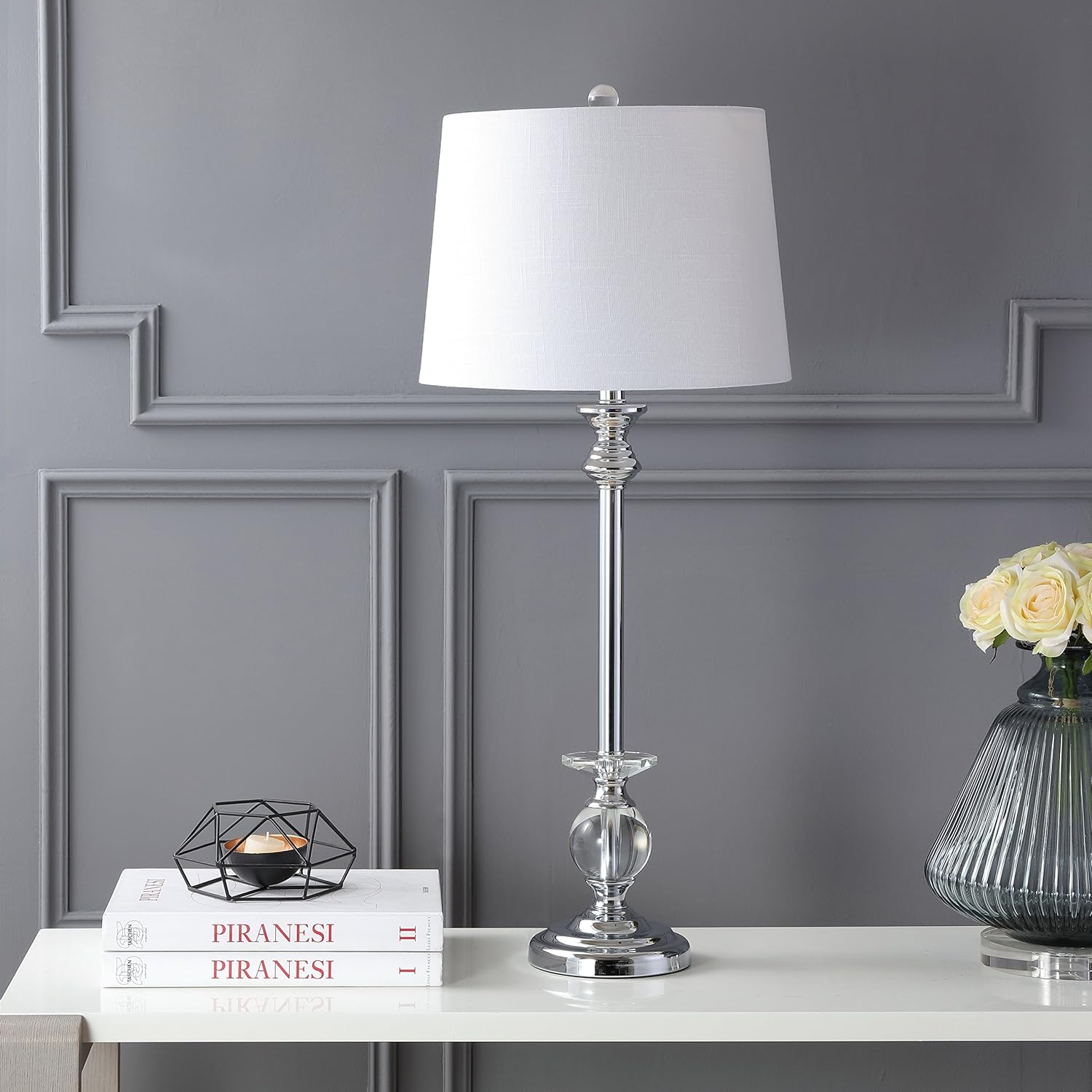 Black Friday 🔥 JONATHAN Y JYL2056A-SET2 Elizabeth 33 Crystal/Metal LED Table Lamp Contemporary,Transitional,Traditional for Bedroom, Living Room, Office, College Dorm, Coffee Table, Bookcase, Clear/Chrome(Setof2)