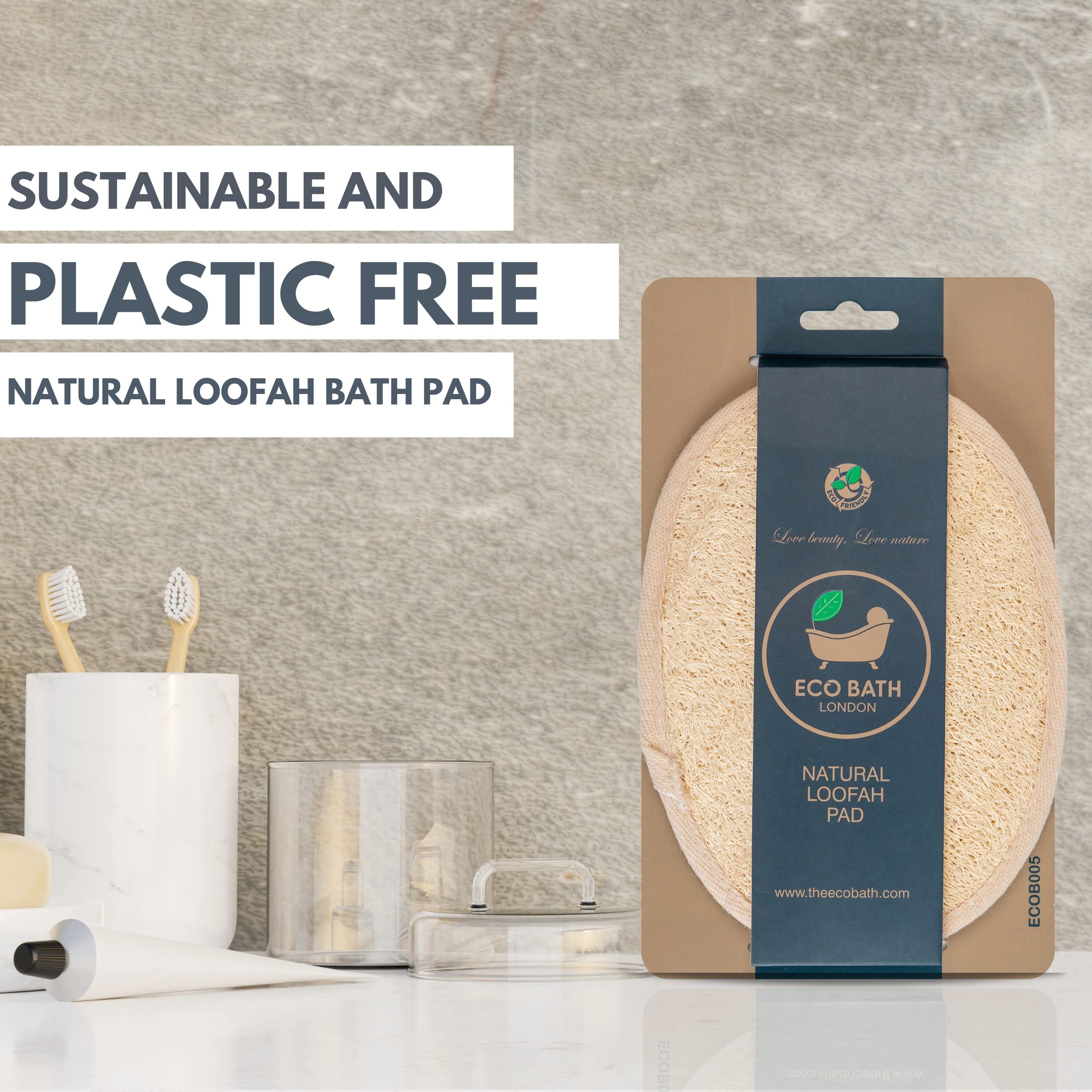 Eco Bath London Naturalna podkładka loofah – złuszczająca gąbka luffa dla kobiet i mężczyzn, 100% naturalna gąbka luffa, przyjazna dla środowiska i biodegradowalna gąbka Luffa