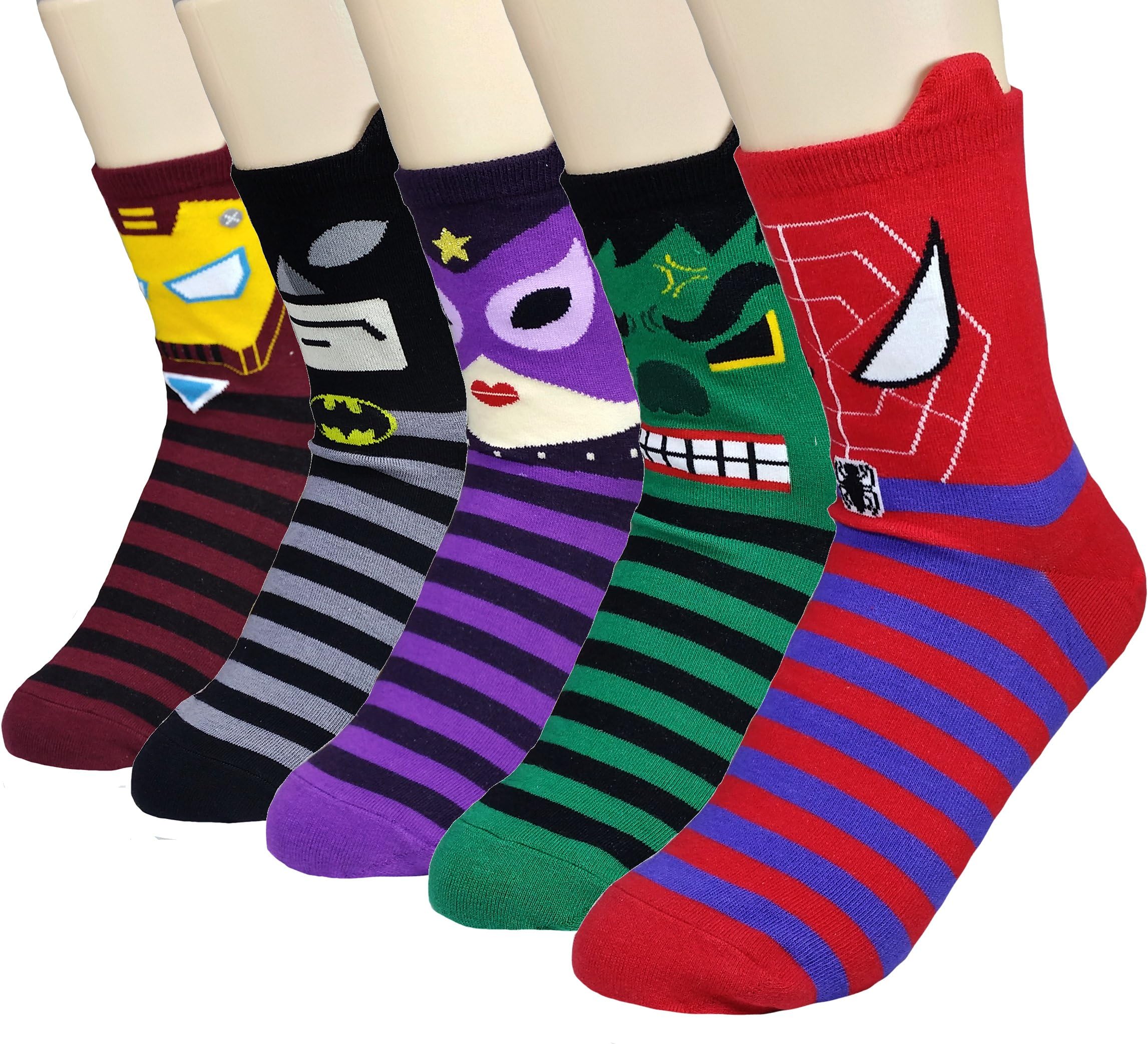 JJMaxWomen's Superheroes and Villains Cute Cartoon Hero Socks Set