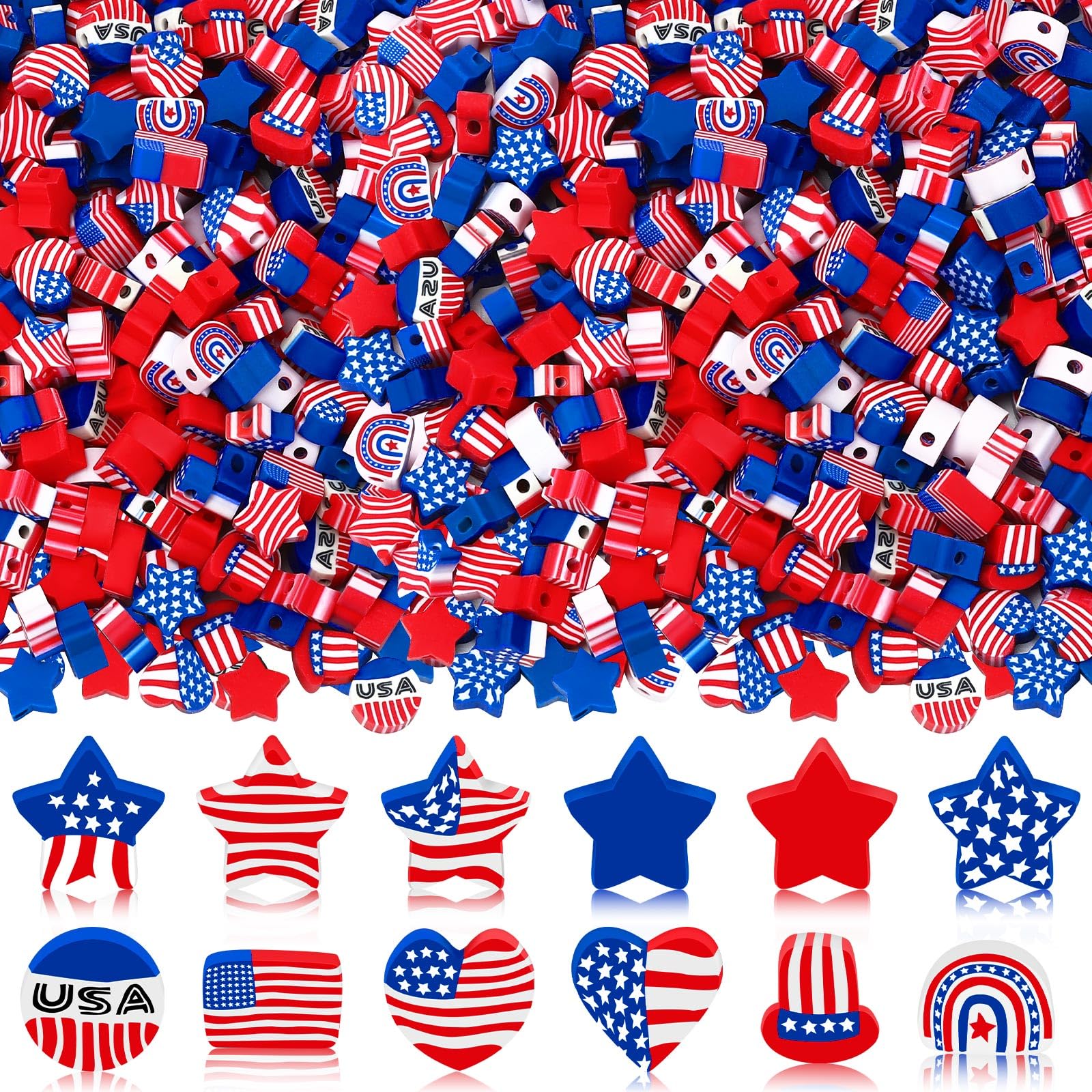 Perles drapeau américain rouge blanc bleu pour l'animation de vos ateliers DIY d'été