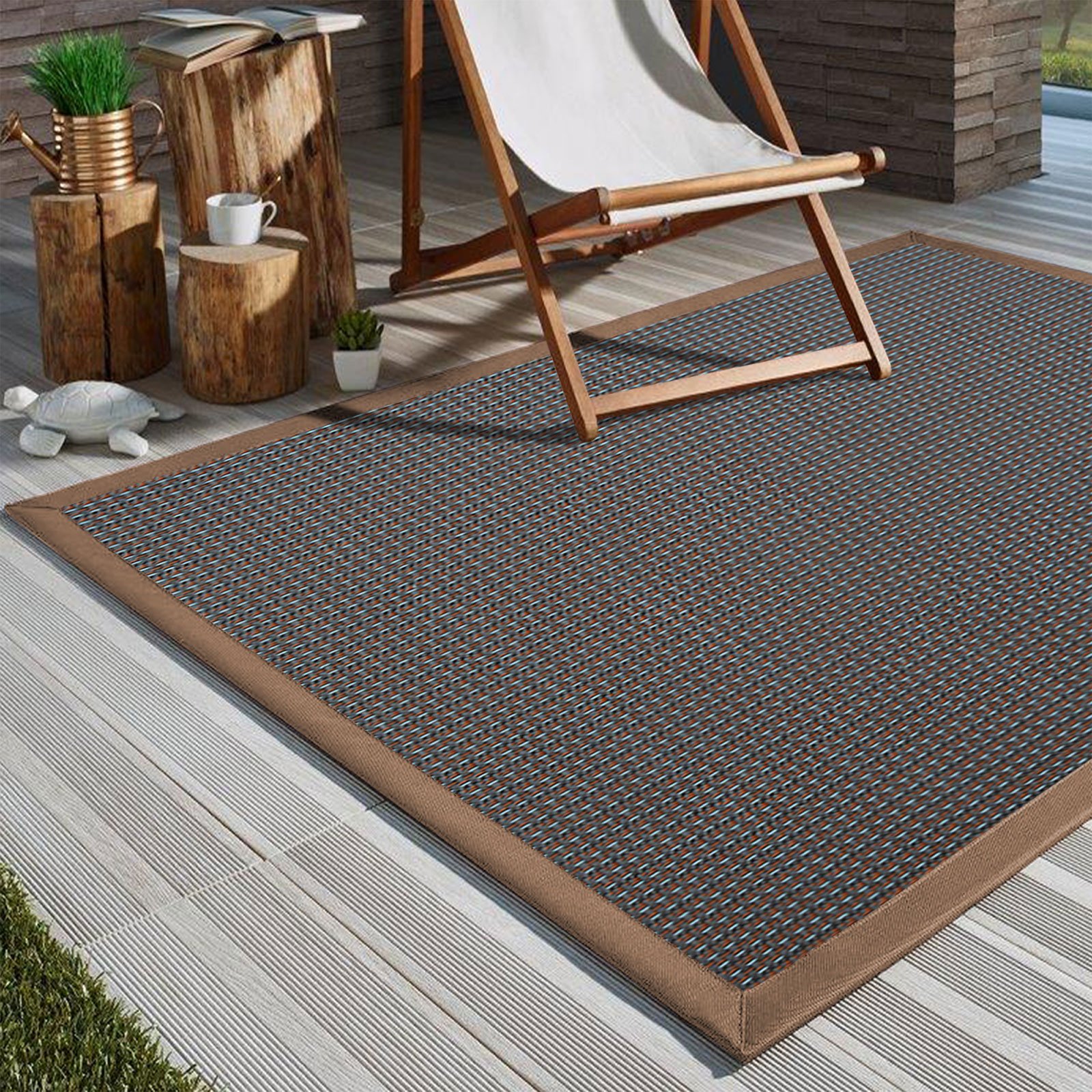 Casa Pura Tappeto Per Esterni Eco-Beauty – 70x130 Cm, In PVC E PET, Antiscivolo, Resistente UV E Muffa, Bordo Colorato, Per Balcone E Giardino