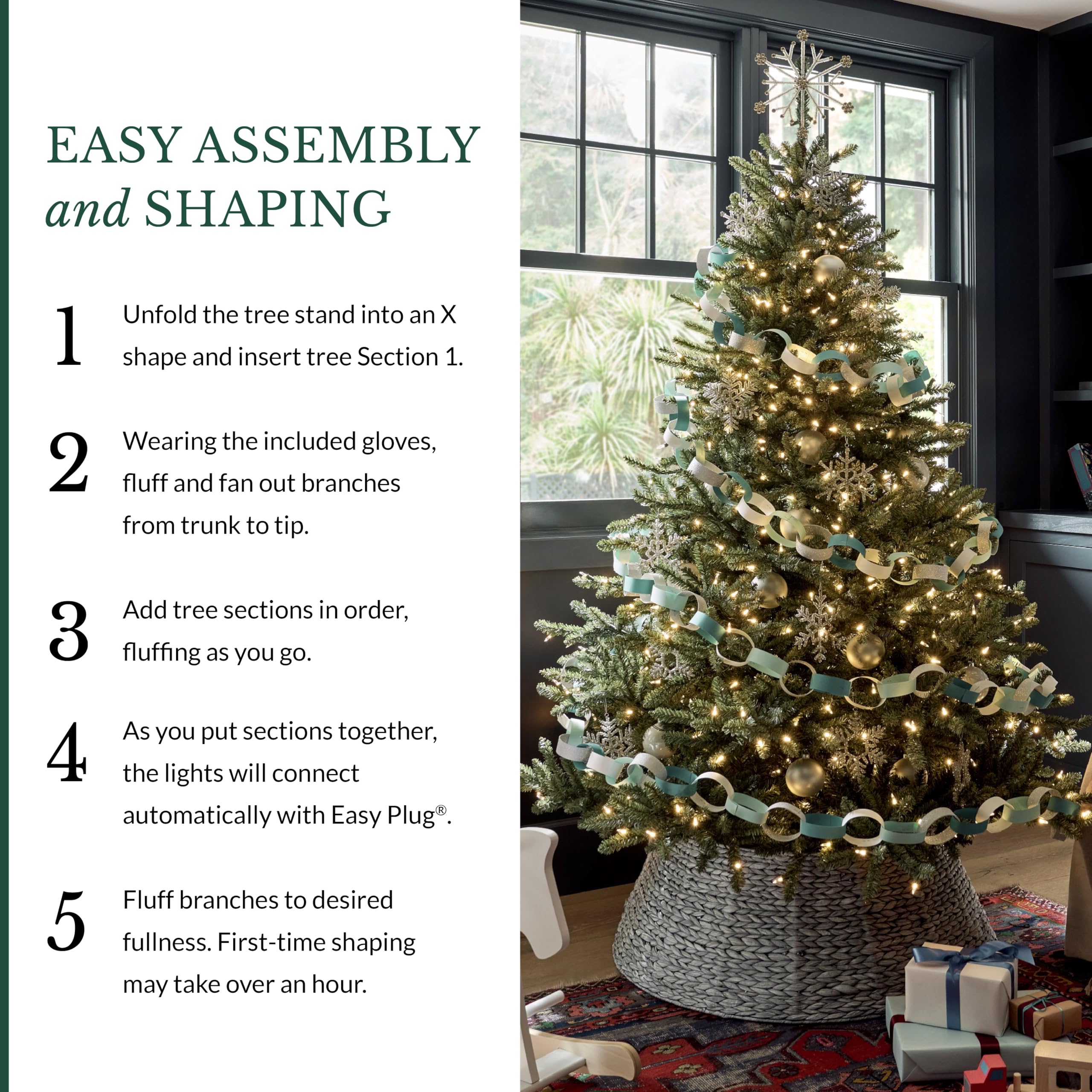 Balsam Hill 7.5ft Pre-Lit Classic Blue Spruce - Artificial Christmas Tree with 2,960+ Tips, 1,000 Clear LED Lights, Easy Plug Technology & Premium Stand for Indoor Holiday Decorating