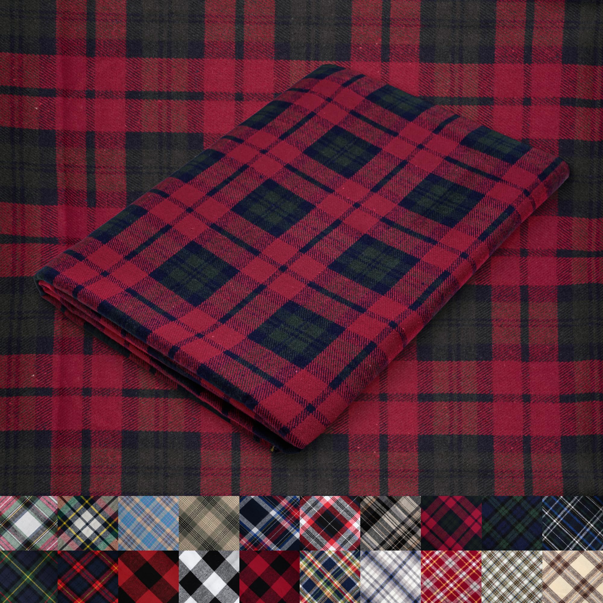 Pico Textiles 1 Yard Blue and Green Blackwatch Tartan Plaid Flannel Fabric - 60" Wide - 100% Cotton - Sold by The Yard - for Shirts, Scarves, Pajamas & Receiving Blankets — view 18