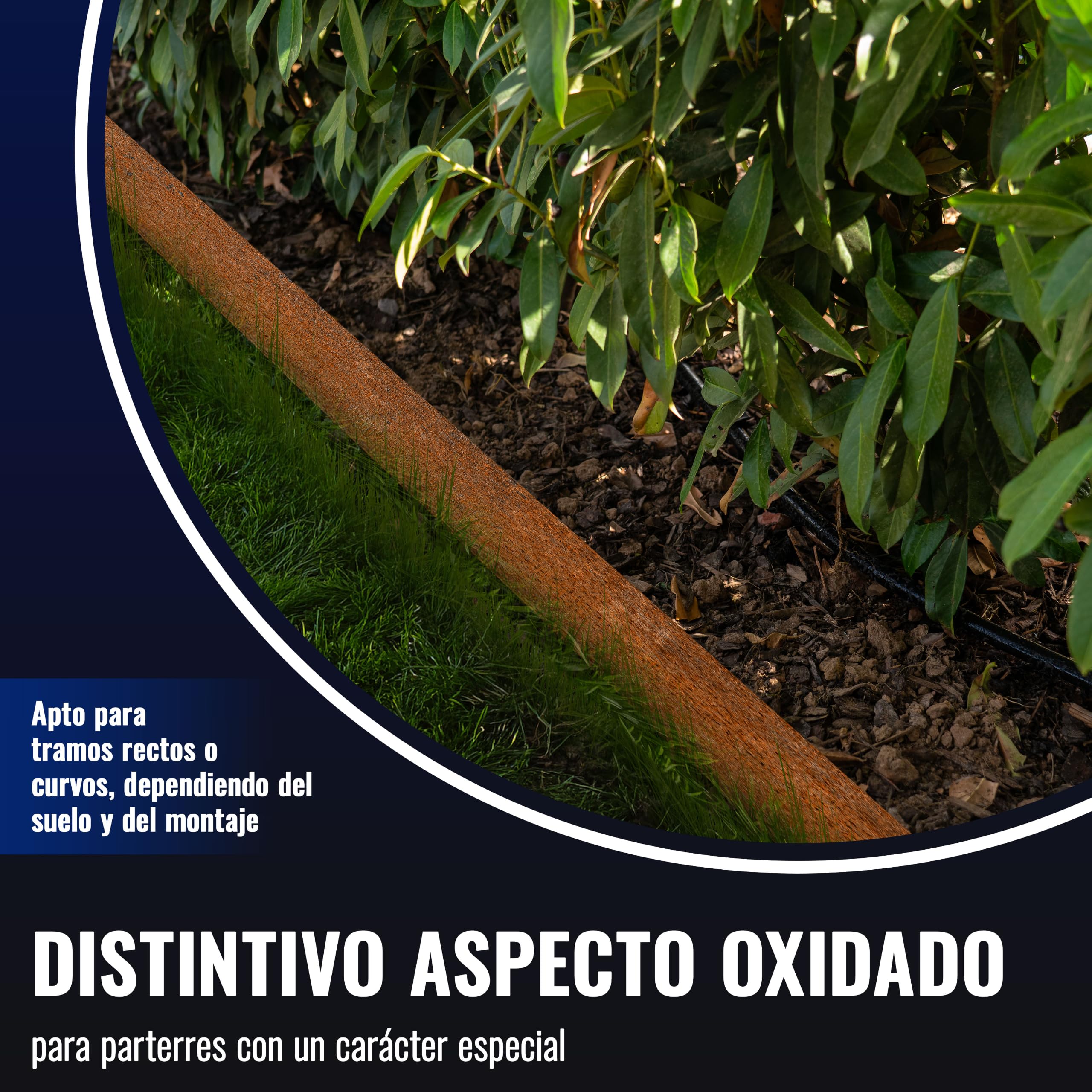 Poppstar Bordura de Acero corten (Longitud 10m, Altura 14cm, Grosor 0,5mm), 1 Rollo