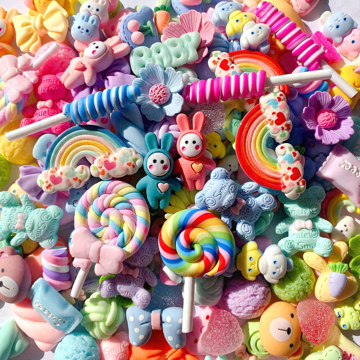 JINDUODUO 120 Pcs Random Slime Charms Bulk DIY Craft Making