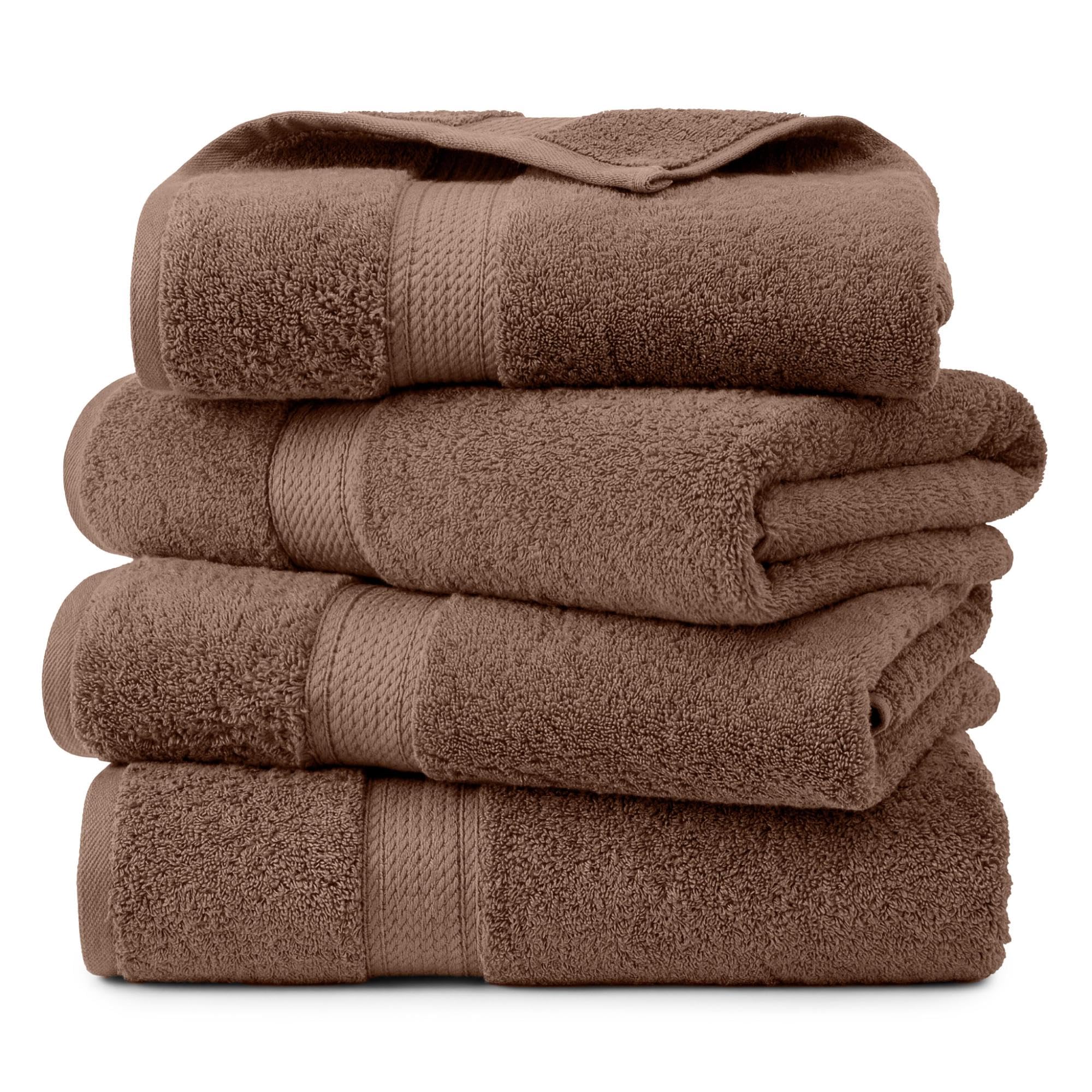 Superior Juego de 4 toallas de baño de algodón egipcio, toallas de lujo ultrasuaves, esenciales de felpa gruesa, absorbentes, pesadas, baño de invitados, hotel, spa, baño en casa, artículos básicos de