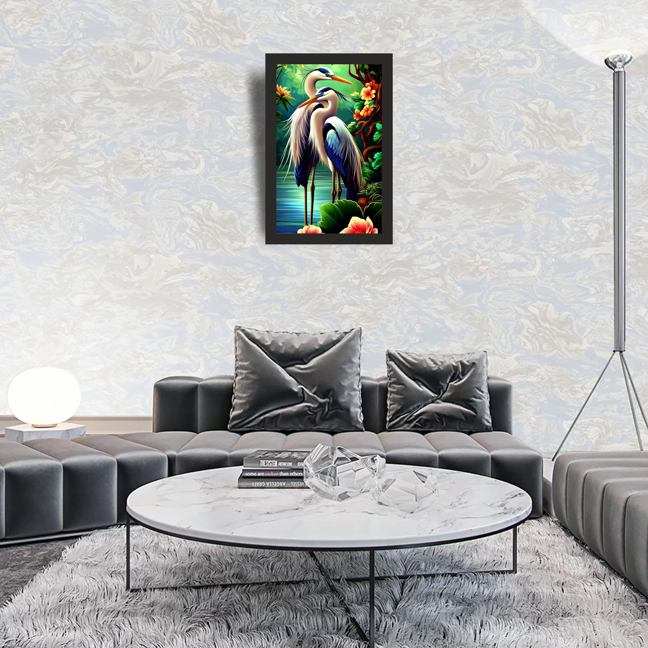 Elegant Heron Bird Wall Art Frame 12x18 Inch
