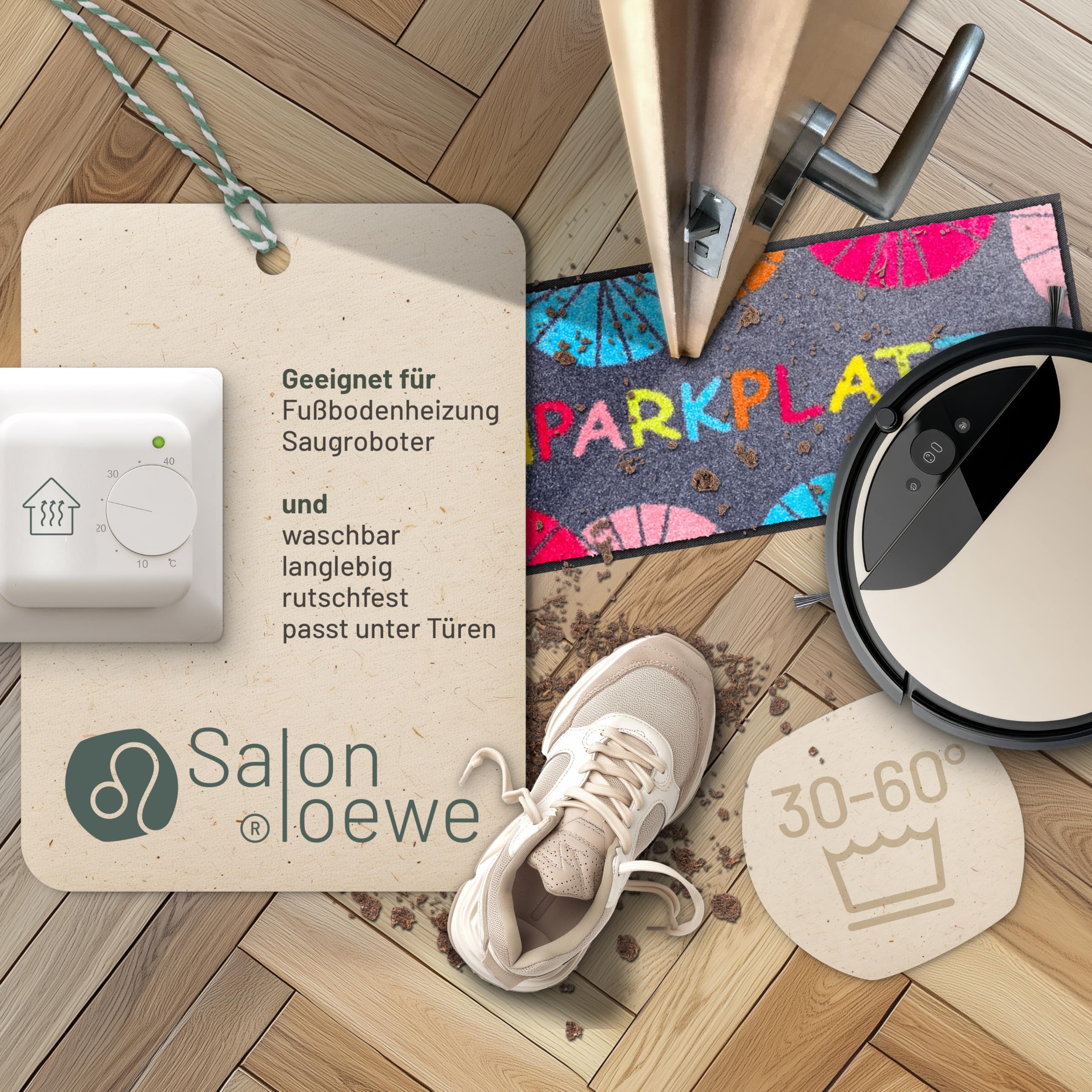 Salonloewe Minimatte Schuhparkplatz Umbrella I Schmutzfangmatte & Fußabtreter für Innen 30 x 100 cm