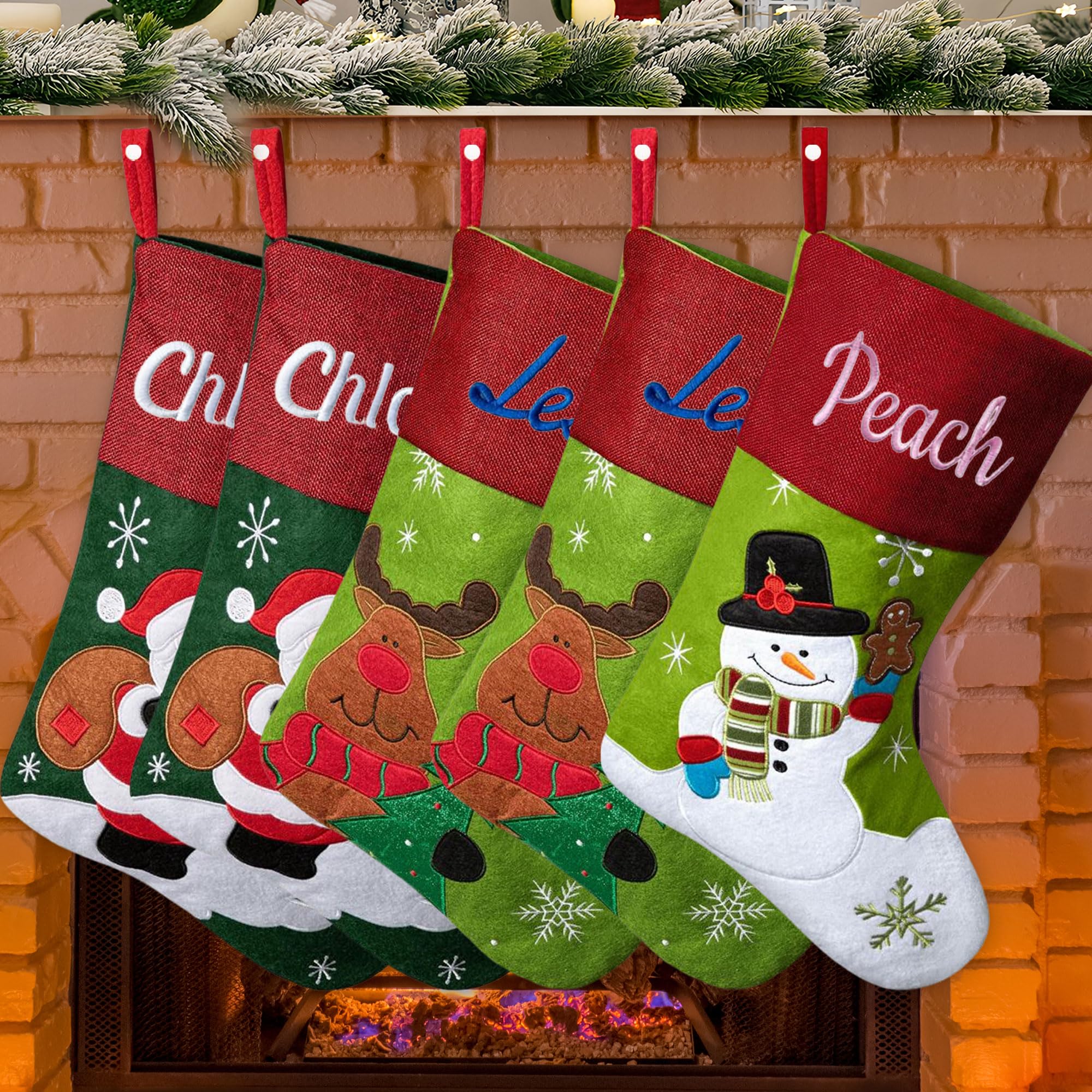 Weihnachtsstrumpf Personalisiert mit Name, 44cm Nikolausstrumpf weihnachtsstrümpfe Personalisierten, Weihnachtsstrümpfe Familiendekorationen, Gestickte Weihnachtsstrümpfe