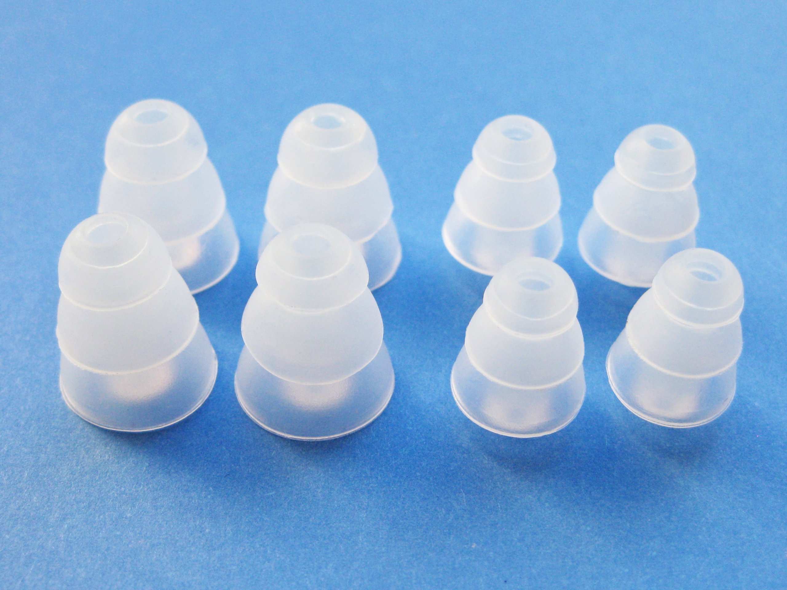 8 pcs : 4 Large (L) and 4 Small (S) Clear Triple Flange Earbuds Eartips Set Compatible with Etymotic etyBLU2, ER-4, hf5, hf3, hf2, mc5, mc3, mc2, and ETY Kids in Ear Stereo Earphones Headset