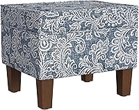 Vista 1 de Homepop Home Decor K7646-A879 Upholstered Modern Rectangular Storage Ottoman Hinged Lid Ottoman with Storage for Living Room & Bedroom, Blue