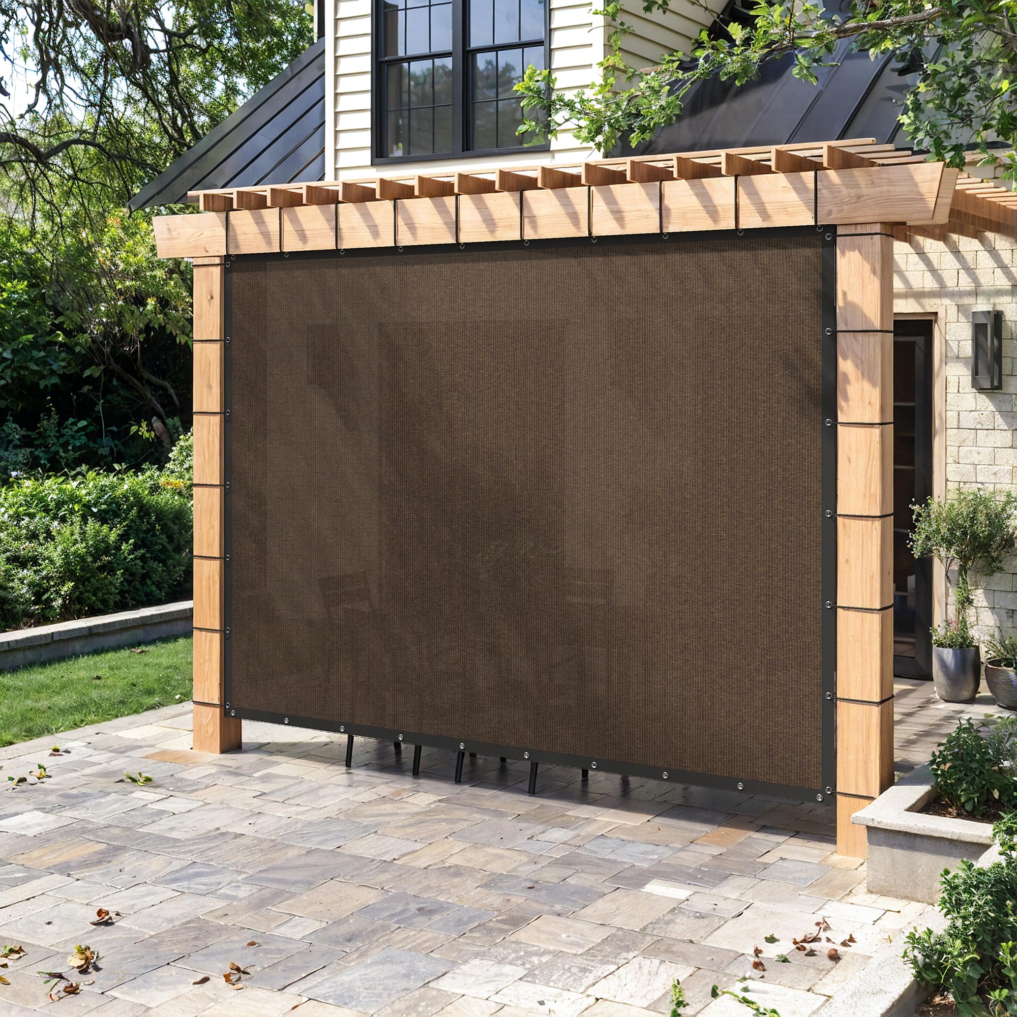 Photo 1 of ARKOST 90% Sun Shade Cloth with Grommets 10X14 FT, Outdoor Pergola Shade Cover, Heavy-Duty Mesh Tarp Patio Sun Screen for Lawn Garden Backyard, Mocha