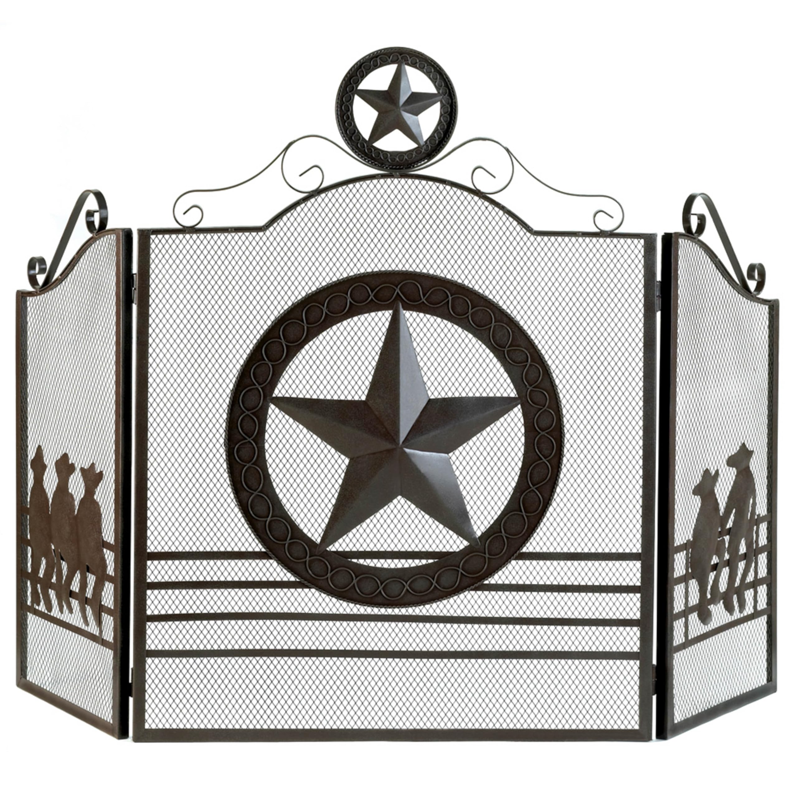 accent plus lone star fireplace screen 26.5x13.5x35