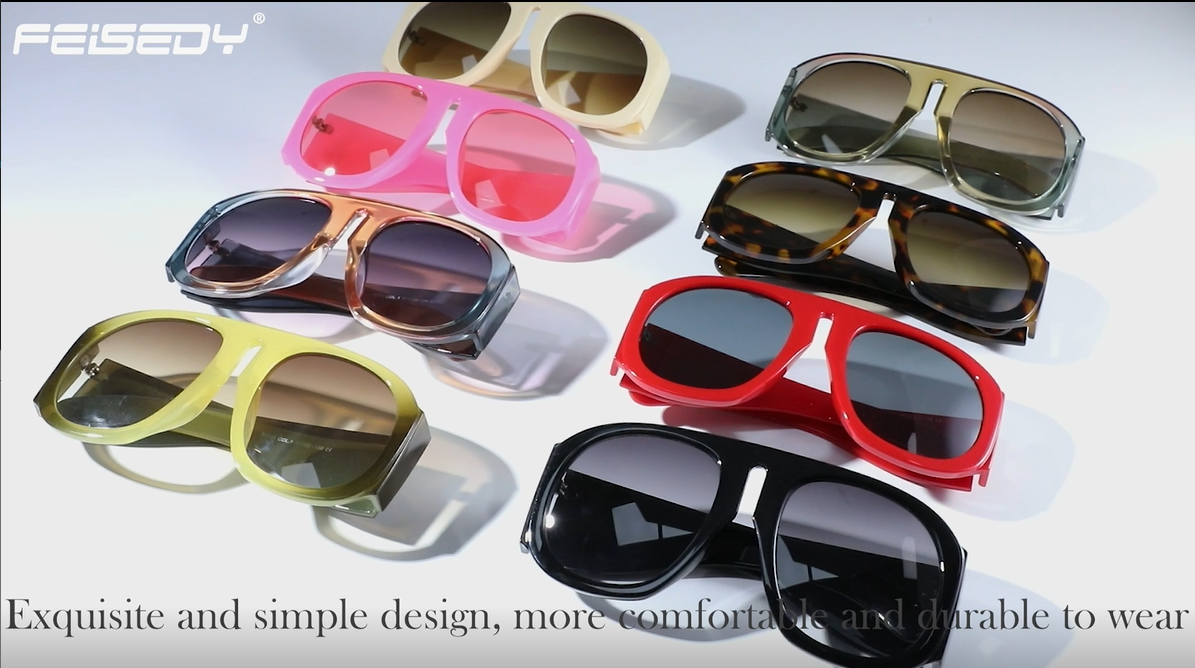 Women Retro Trendy Avaitor Oversized Vintage 70s 80s Flat Shield Shades B2745 EyeconicFinds Retro Trendy Avaitor Sunglasses for Women Men  main image 2