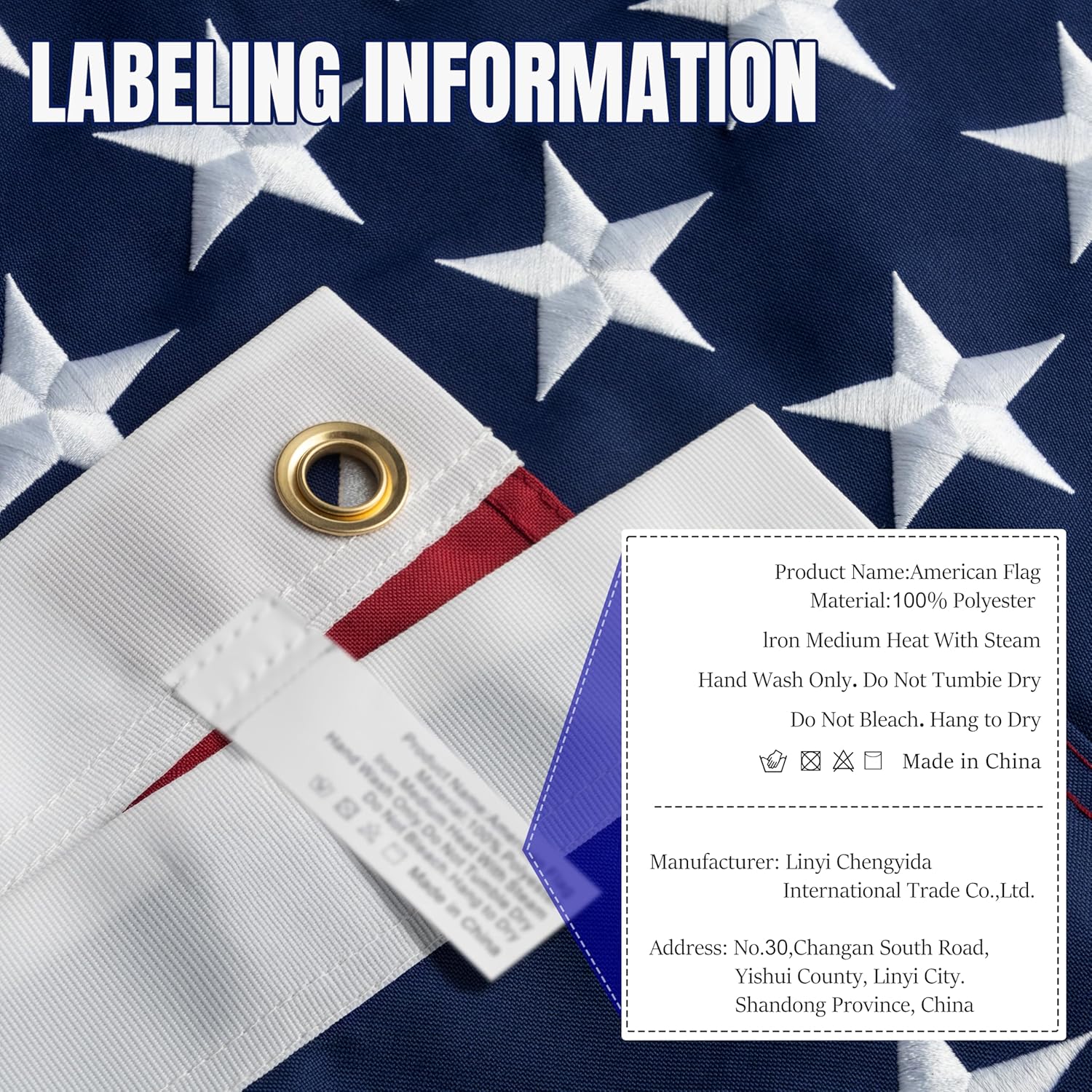 American Flag for Outside 8x12 Ft - TearProof Series Outdoor Use US Flags - Long Lasting, Fade Resistant - Thick Spun Polyester USA Banner - High Wind United States Flag - Embroidered Stars, Sewn Stripes, Brass Grommets - Image 7