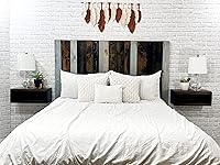 Vista 4 de Diseño mixto: cabecero hecho a mano. Se monta en pared: Fácil instalación:, Madera, Mezcla de todo terreno.