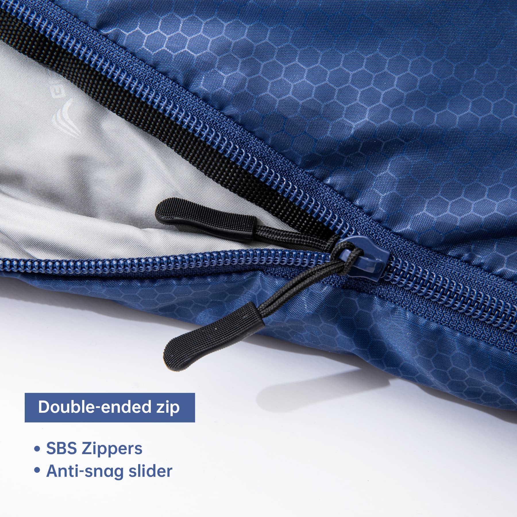 BISINNA Saco de Dormir XXL para Personas Altas - Saco Térmico 3-4 Estaciones con Cremallera Doble - para Camping, Trekking y Senderismo