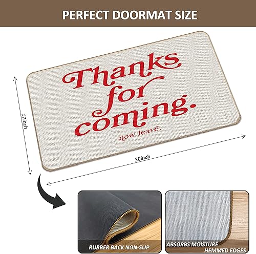 Miniatura 3 de Tapete divertido y moderno con texto en inglés "Thank for Coming Now Leave" (Gracias por venir ahora y dejar), 17 x 30 pulgadas, decorativo para el