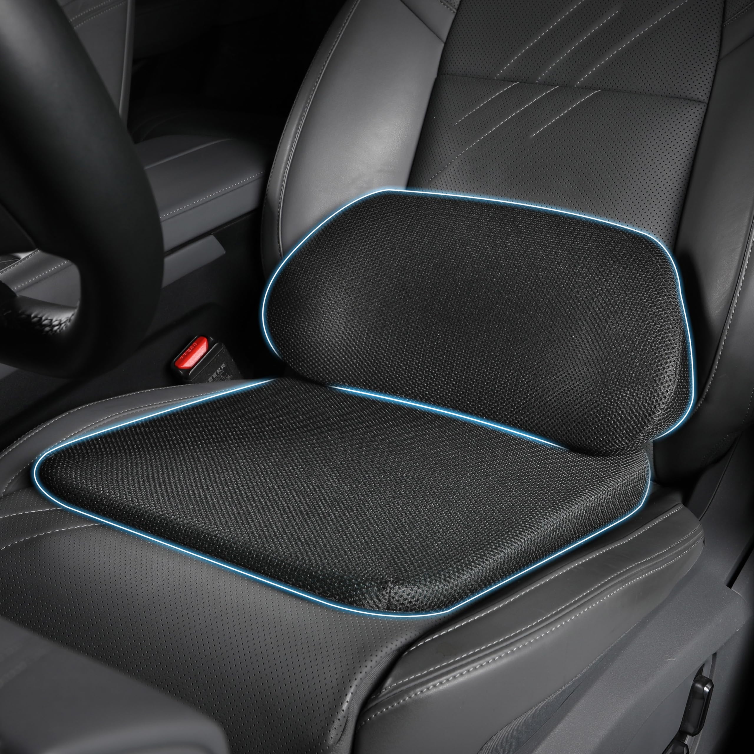 Cojin Asiento Coche&Soporte Lumbar, Alivia Dolor Espalda, Soporte Cintura, Espuma Memoria, Tela Suave, Transpirable Sin Sofocamiento, Uso Coche Oficina Descanso, Mejora Postura