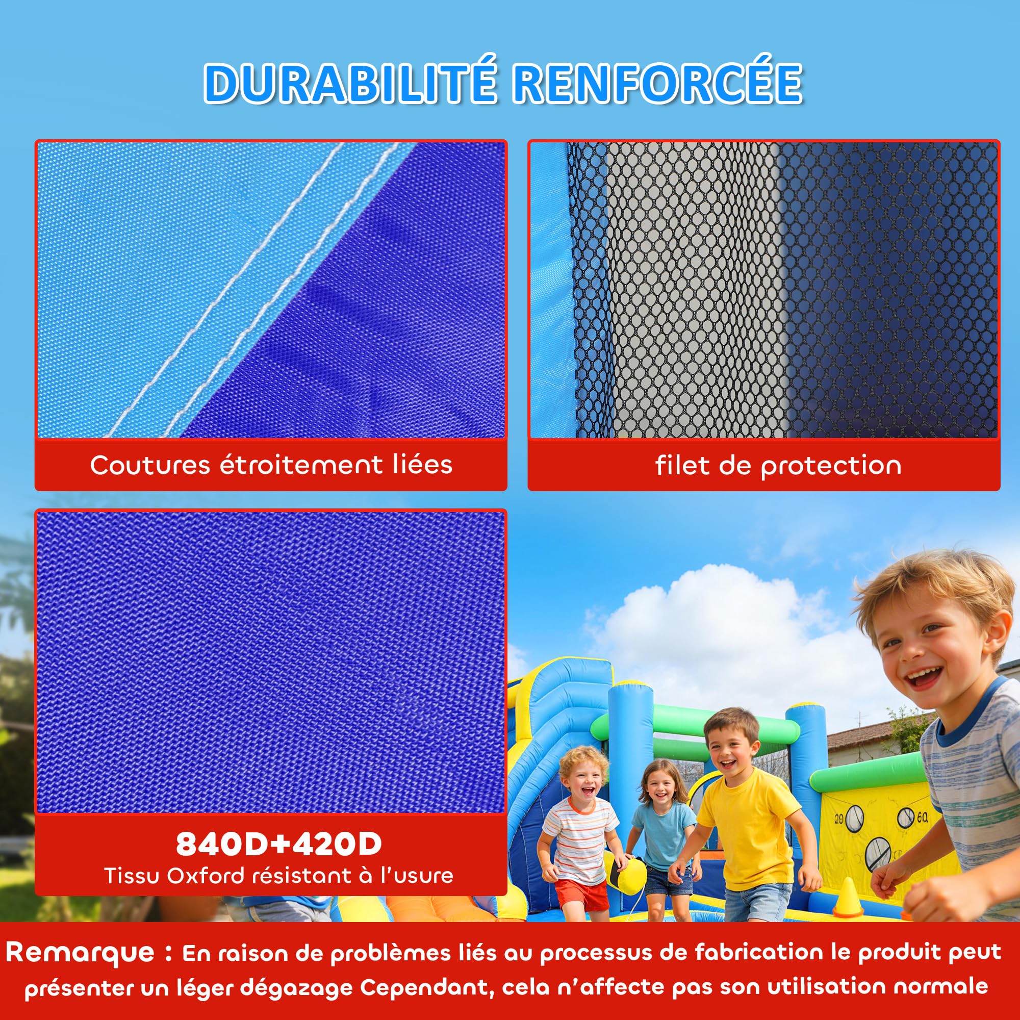 AIYAPLAY 8-w-1 Nadmuchiwany zamek wodny z dmuchawą 350x320x190cm | Zjeżdżalnia, trampolina, basen z piłkami, ścianka wspinaczkowa, kosz do koszykówki, rzut piłką, rzut kółkami