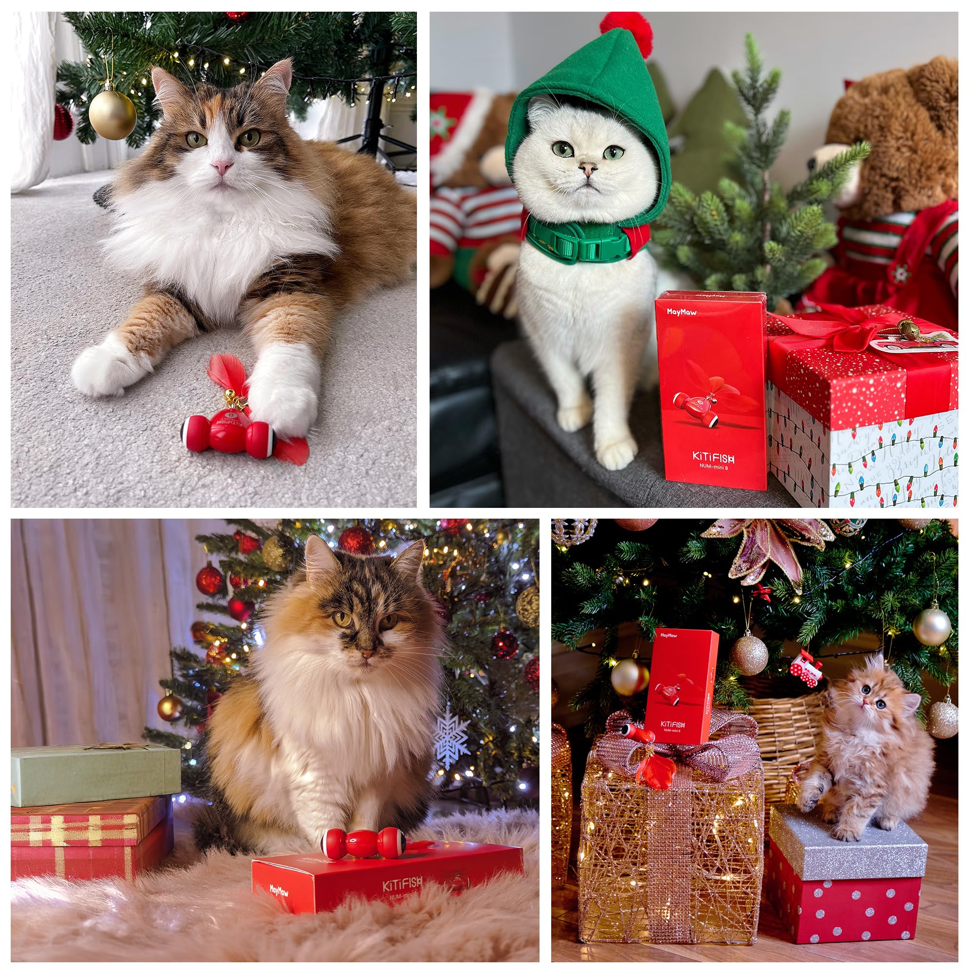 Kitifish Jouets automatiques pour chats d'intérieur, jouets interactifs en plumes avec plumes et clochette, jouet électrique intelligent pour chaton, jouets kitifish, instinct de chasse pour