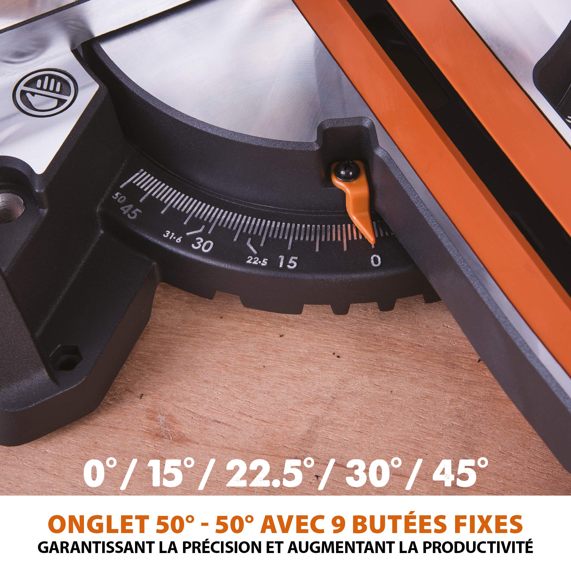 Evolution Power Tools Scie à Onglet Coulissante R210SMS+ 210mm, 0-45° Biseau, 50-50° Onglet, Coupe Multi-Matériaux