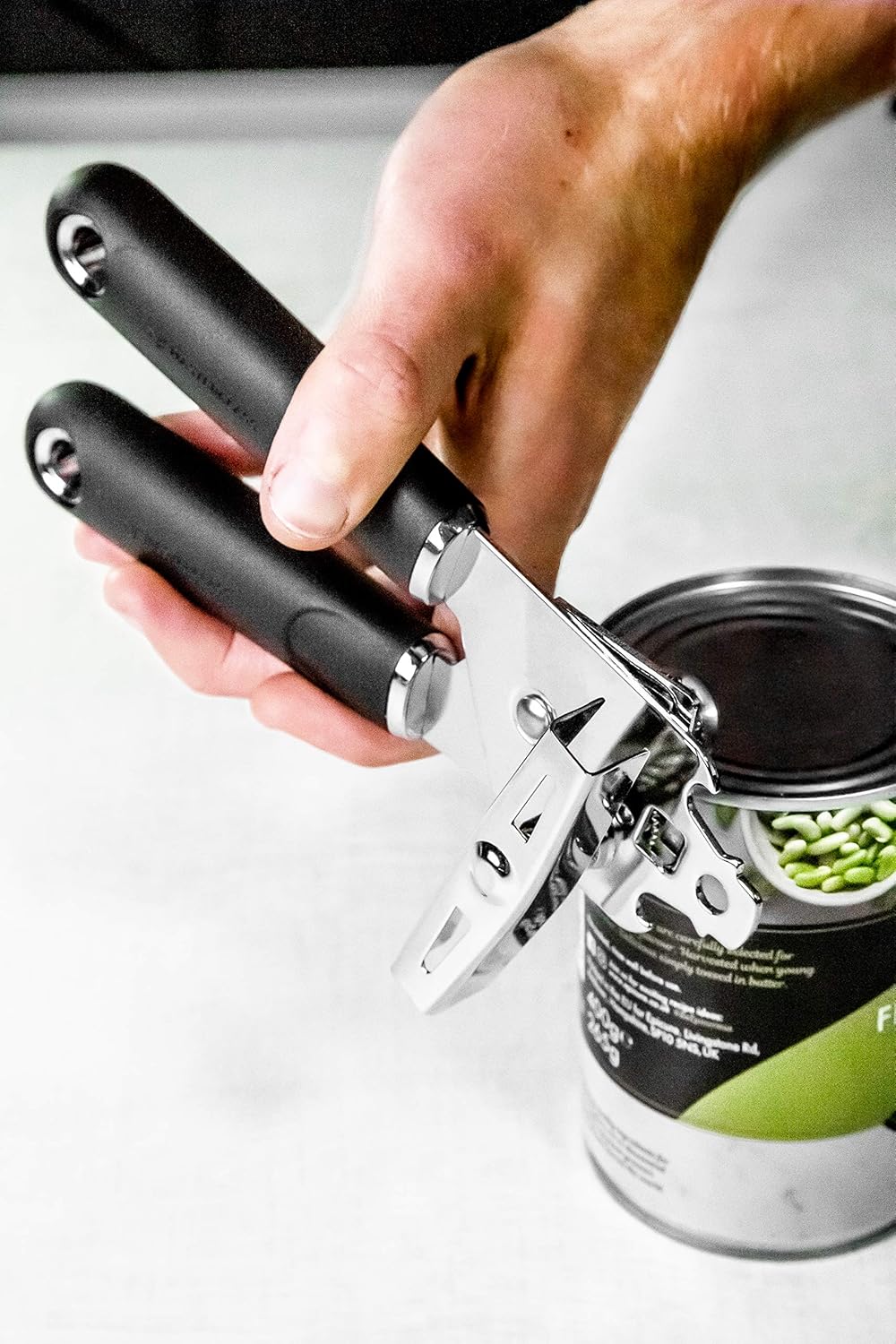 MasterClass Can Opener with Soft Grip Handles, Stainless Steel, 19 cm, Black