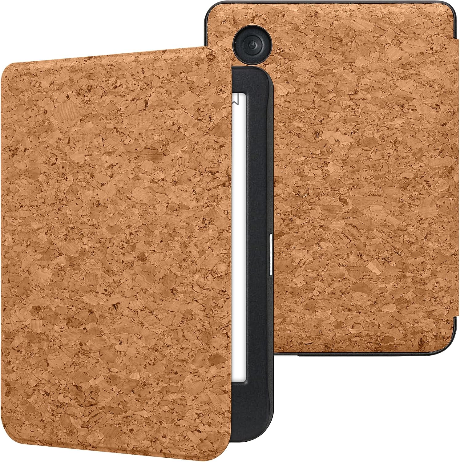 kwmobile Cork Case Compatible with Kobo Clara BW/Colour - Book Style Protective e-Reader Flip Cover Folio Case - Light Brown image 5