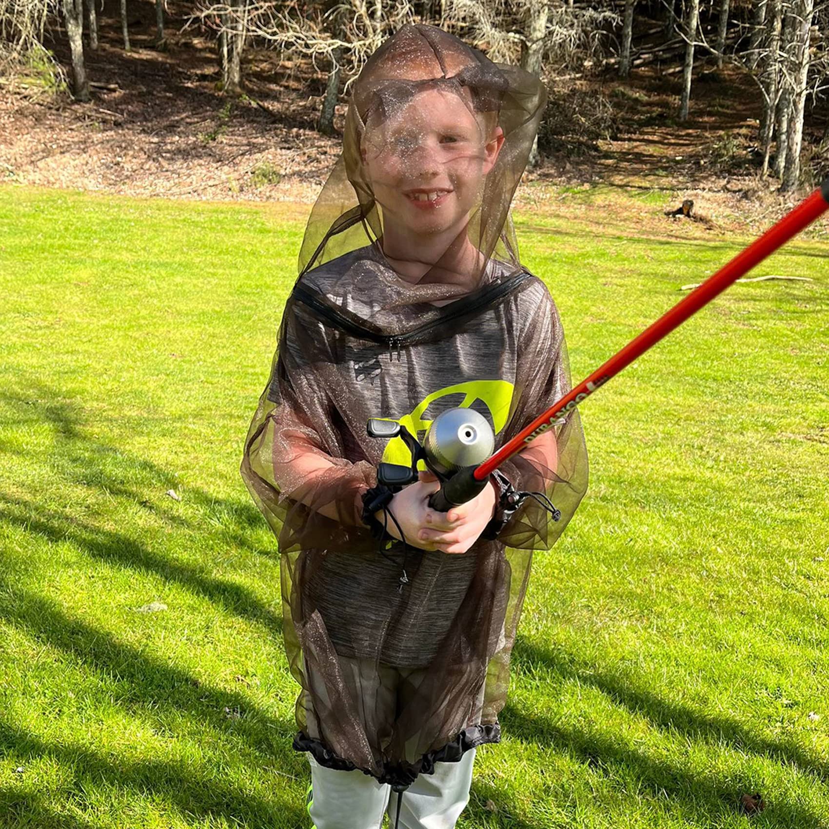 Aventik No-See-Um Mesh Youth Mosquito Jacket, M&L Super Light, Keep Safe Cool, UV Protection, Brown, M ( 66-80lbs）