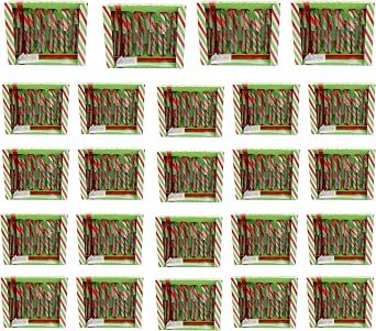 Mint Flavour Christmas Candy Canes 24 Boxes | 288 Individually Wrapped Red Green & White Striped Sweets | Stocking Fillers Tree Decorations Party Treats Festive Gift