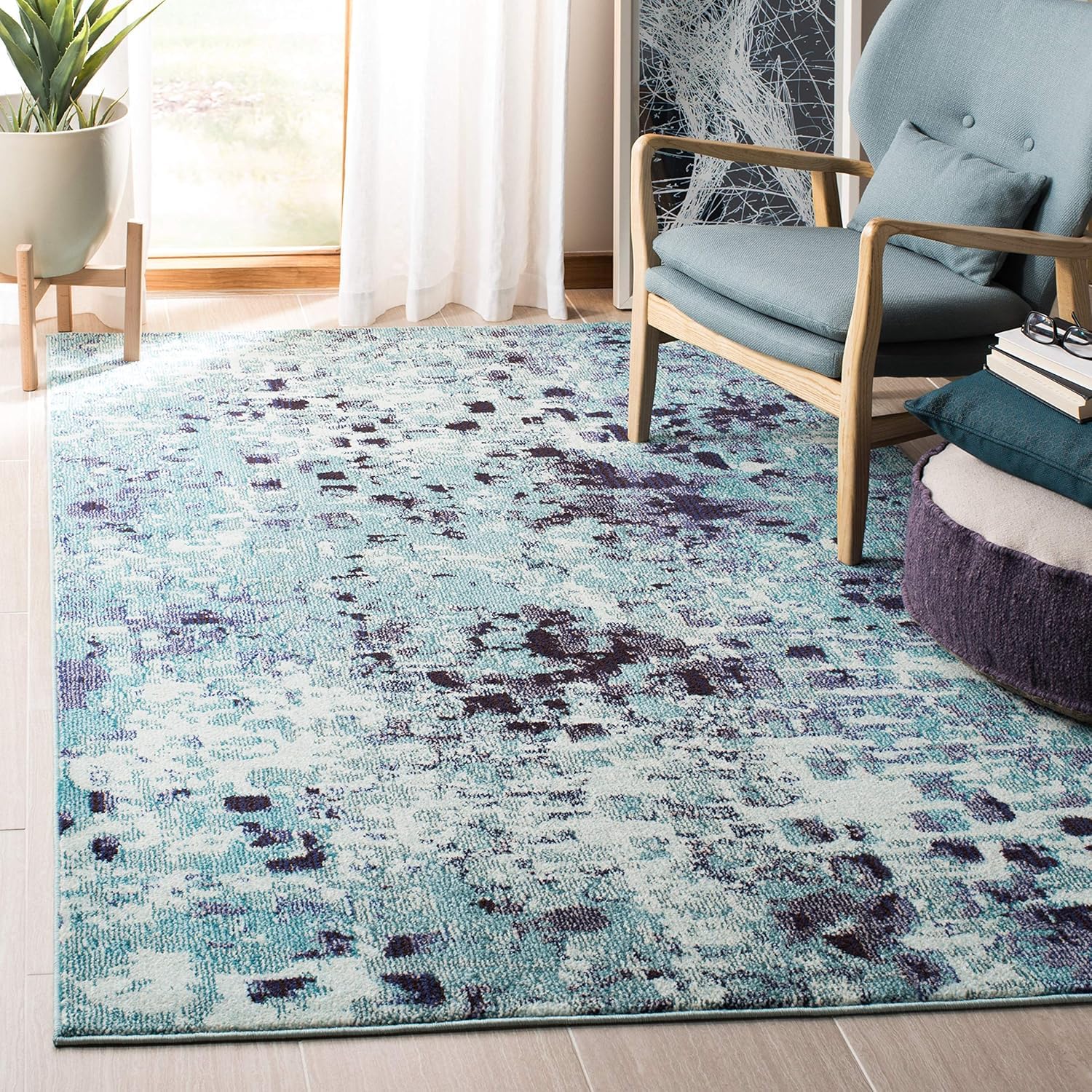 Tapis vert sarcelle bleu turquoise noir 200 x 250 cm grand format