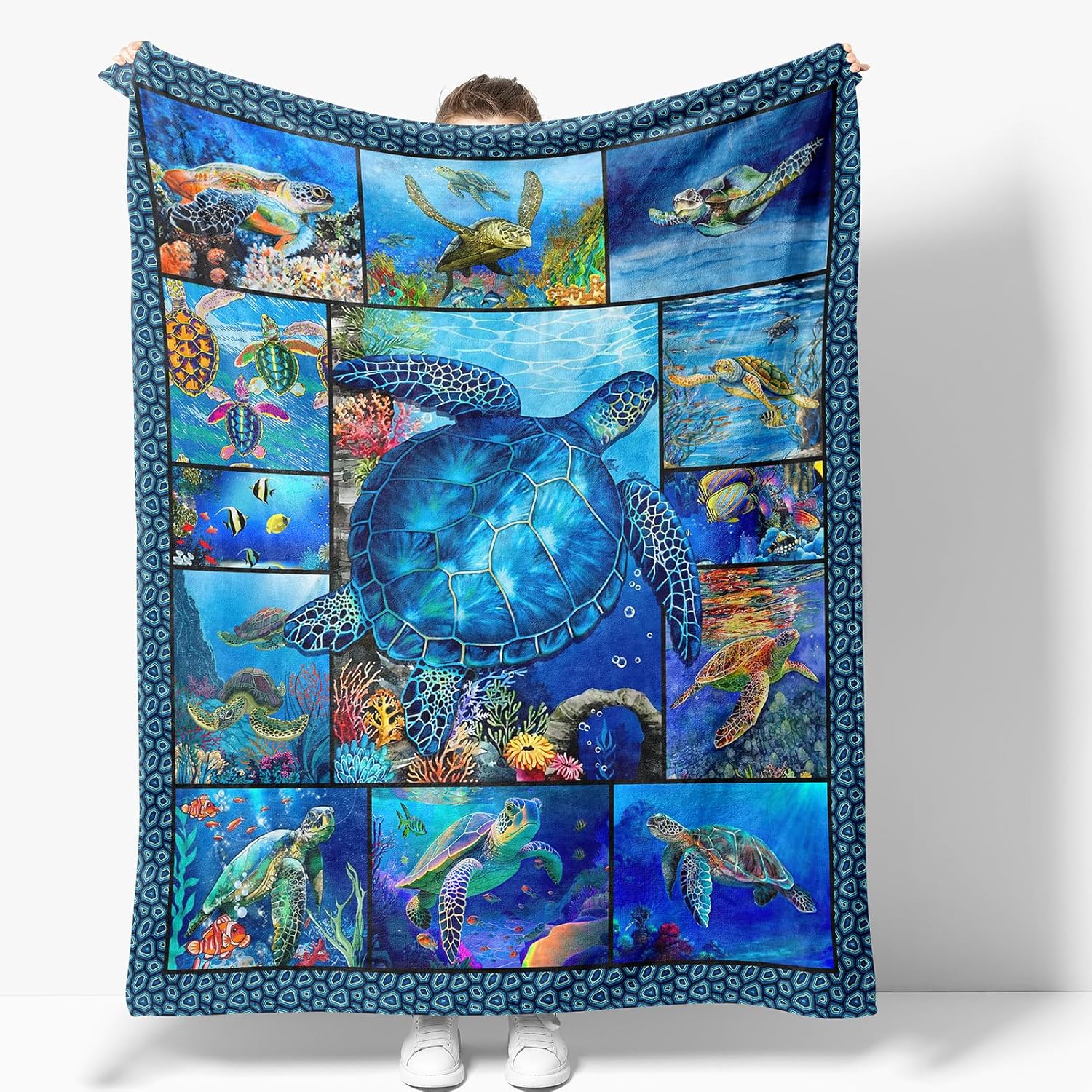 Sea Turtle Blanket Gifts for Women Girls Birthday Christmas Valentine Presents Ocean Animal Turtles Theme Decor Bedroom Living Room Couch Bed Sofa Soft Cozy Fleece Kids Adults Teen Throw 60"x50" - Image 2