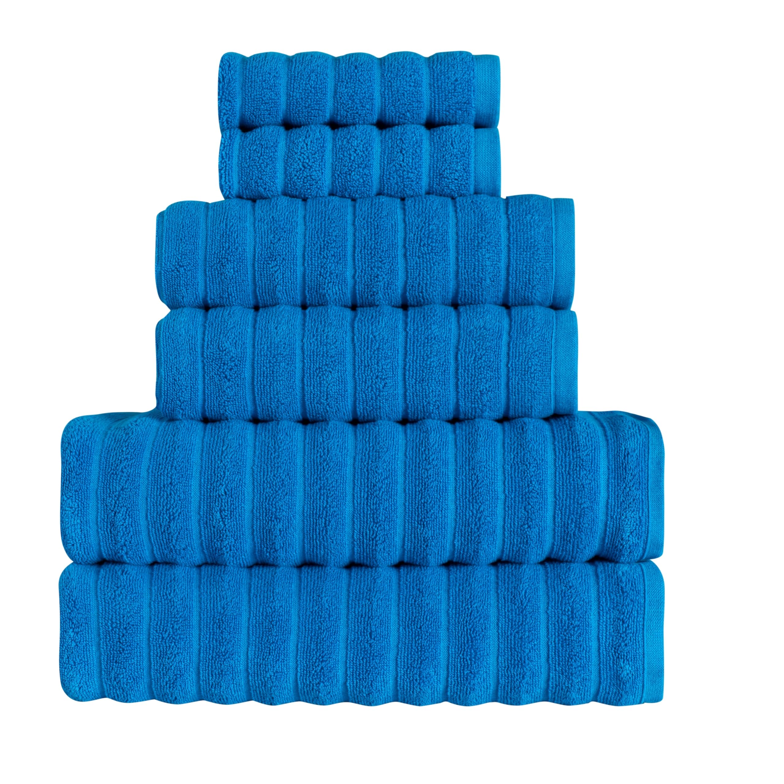 BERIBO Cloud Turkish Towels 100% Cotton - Set of 6-620gsm (French Blue)
